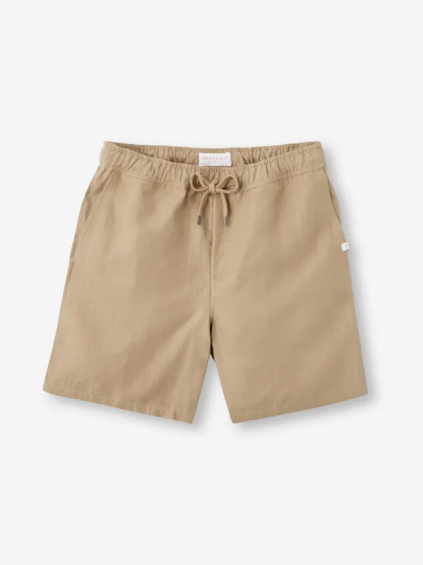 Men's Shorts Sydney Linen Camel sold by Derek Rose
