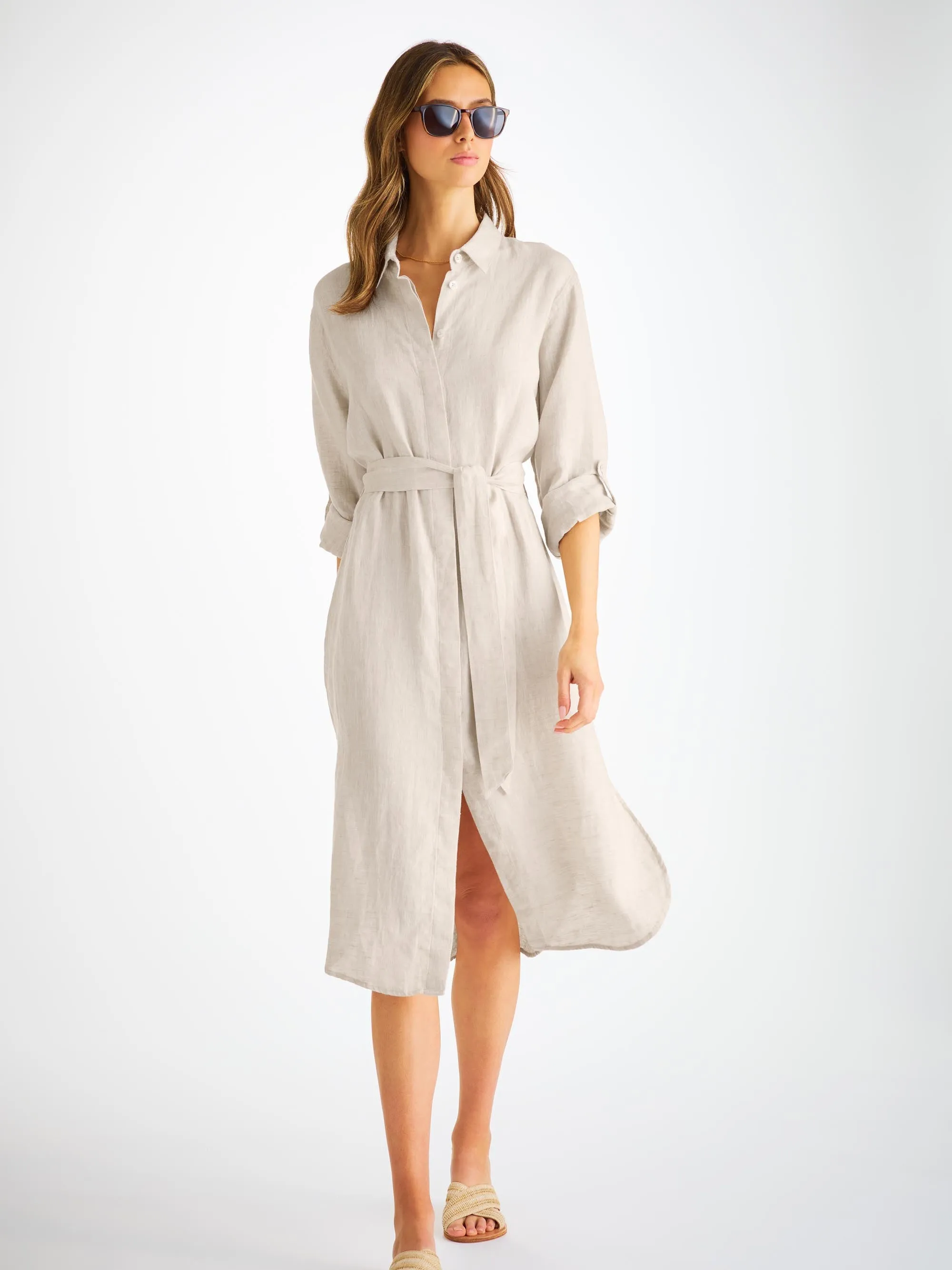 Women's Dress Sicily Linen Sand sold by Derek Rose