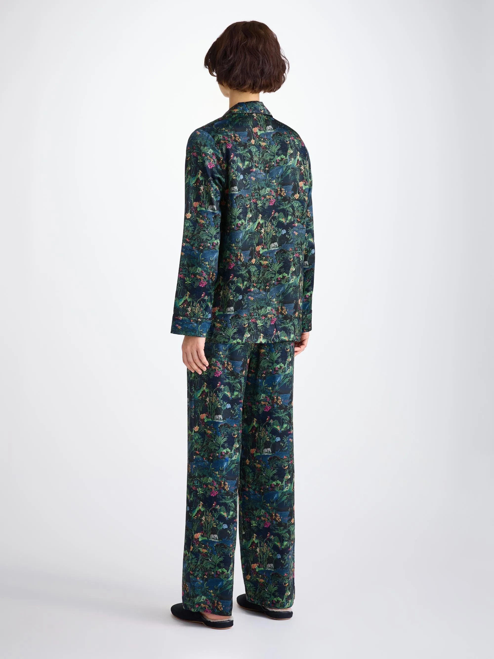 Women's Pajamas Silk Satin Multi Midnight Jungle Print sold by Derek Rose product image thumbnail 4