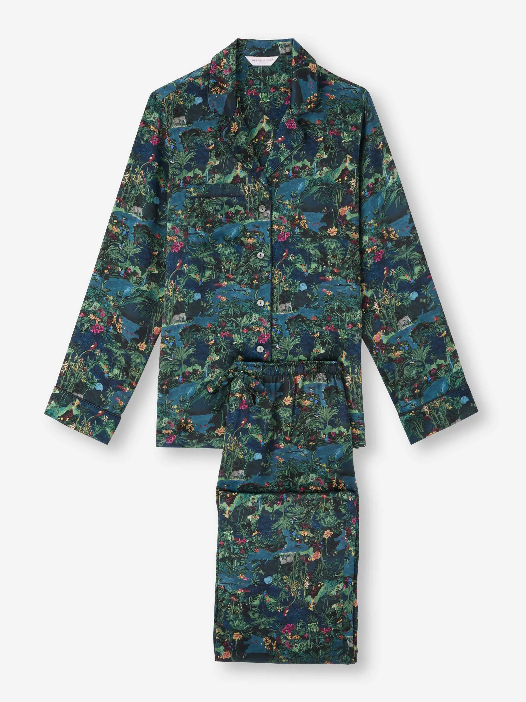 Women's Pajamas Silk Satin Multi Midnight Jungle Print sold by Derek Rose product image thumbnail 2