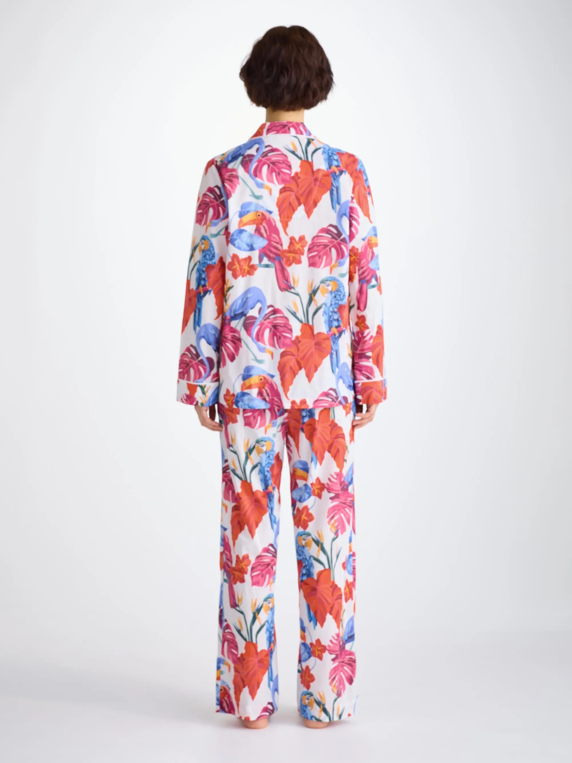 Women's Pajamas Cotton Batiste White Jungle Birds Print sold by Derek Rose product image thumbnail 4