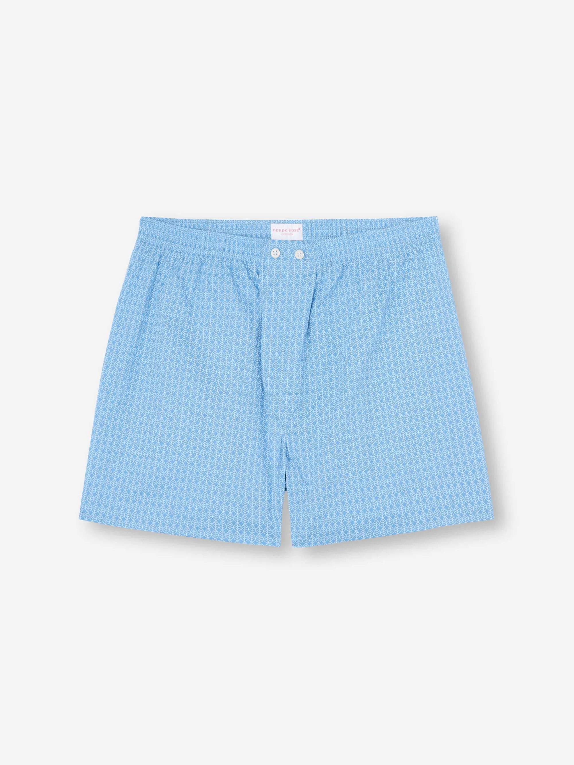 Men's Classic Fit Boxers Cotton Batiste Blue Jungle Leaf Print sold by Derek Rose