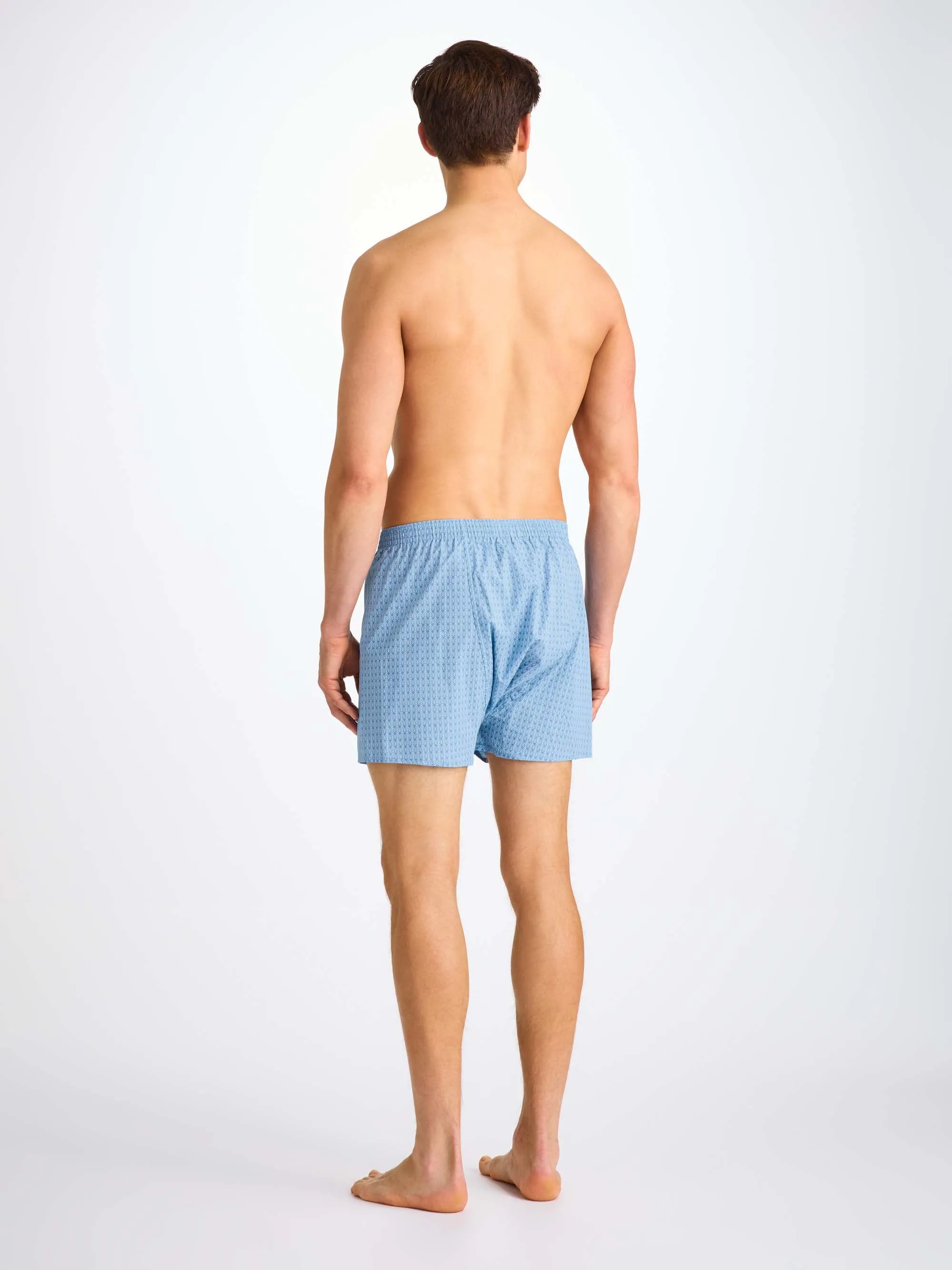 Men's Classic Fit Boxers Cotton Batiste Blue Jungle Leaf Print sold by Derek Rose product image thumbnail 3