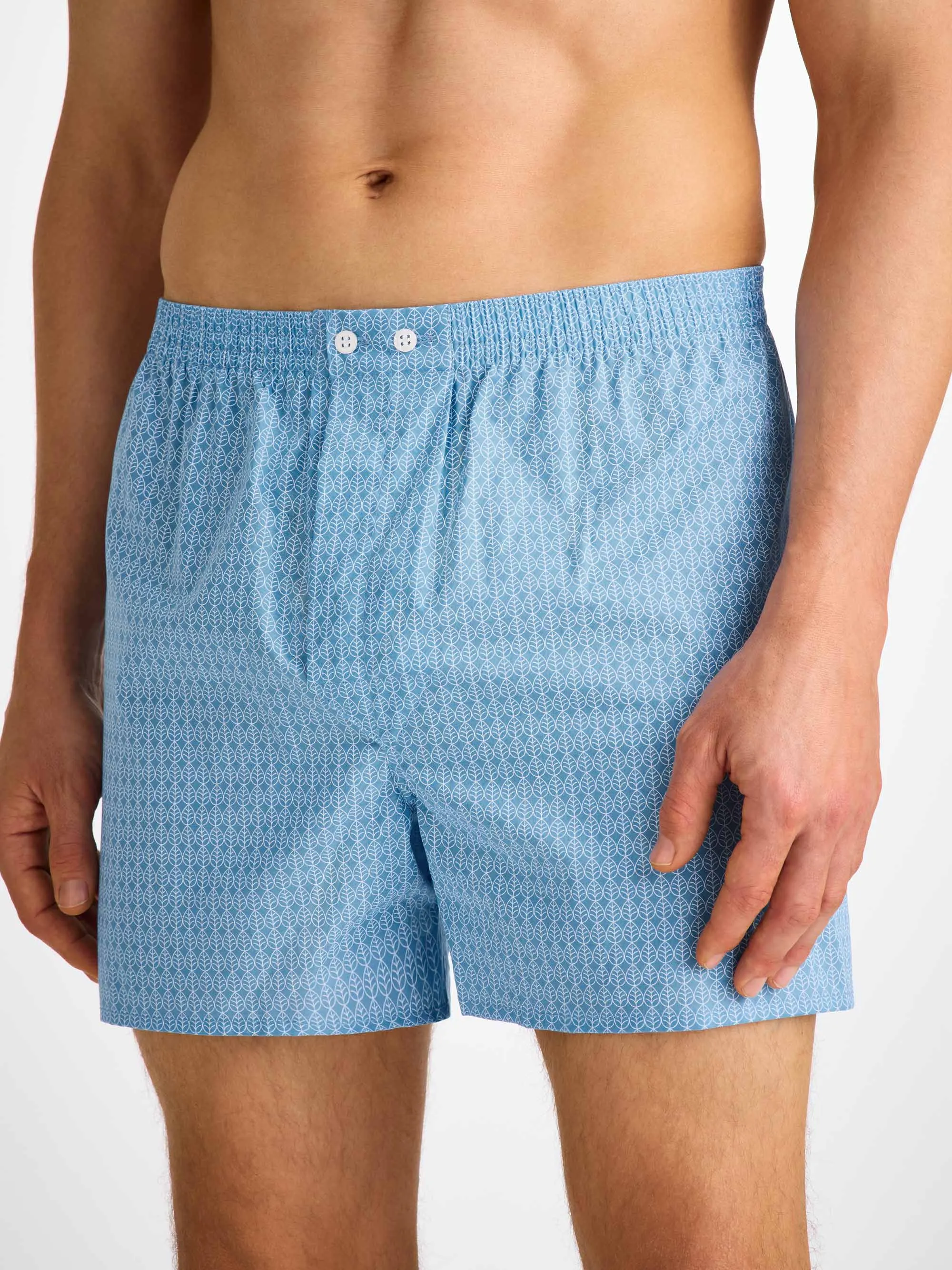 Men's Classic Fit Boxers Cotton Batiste Blue Jungle Leaf Print sold by Derek Rose product image thumbnail 5