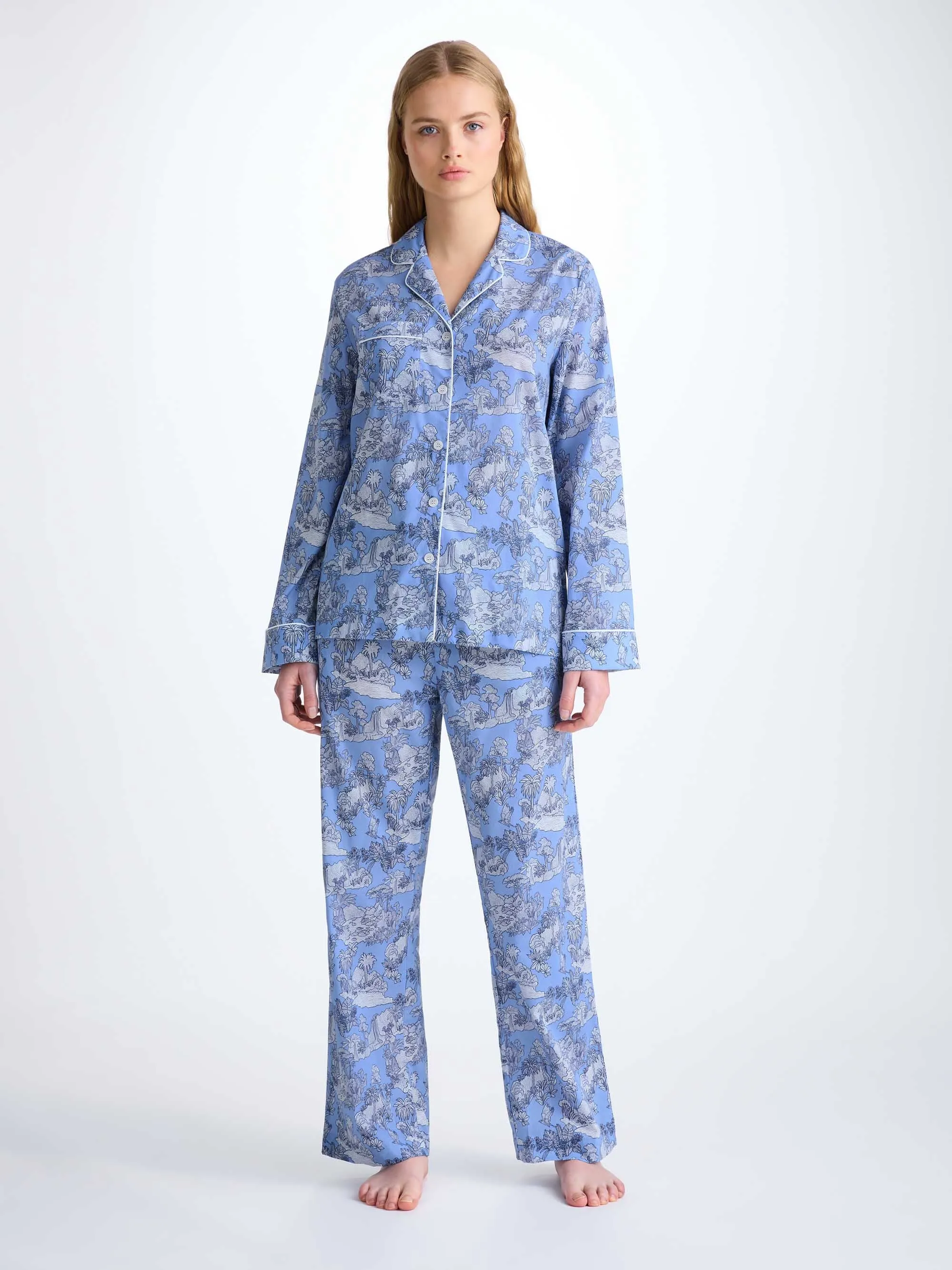 Women's Pajamas Cotton Batiste Blue Island Hopping Print sold by Derek Rose product image thumbnail 3
