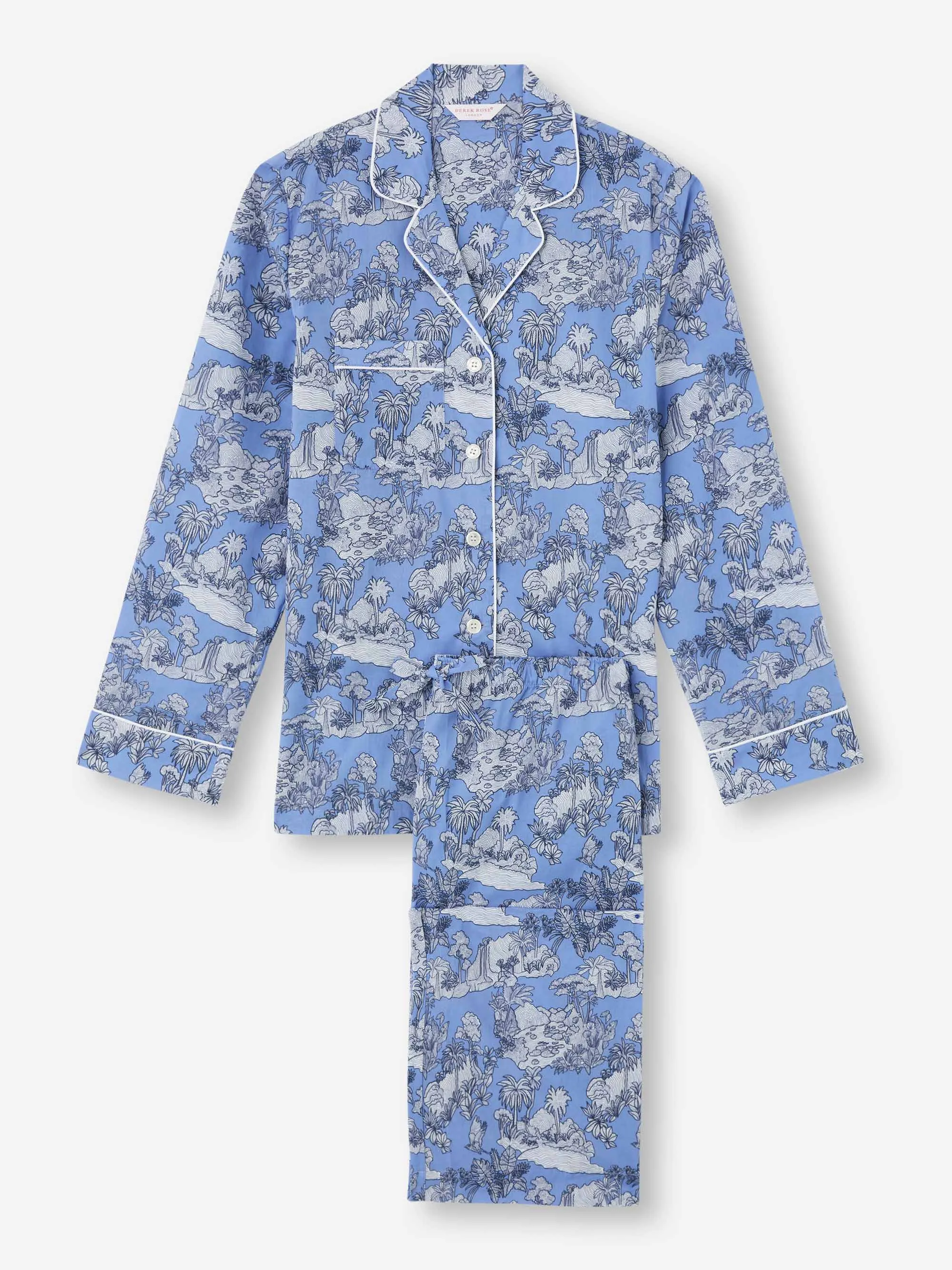 Women's Pajamas Cotton Batiste Blue Island Hopping Print sold by Derek Rose product image thumbnail 2