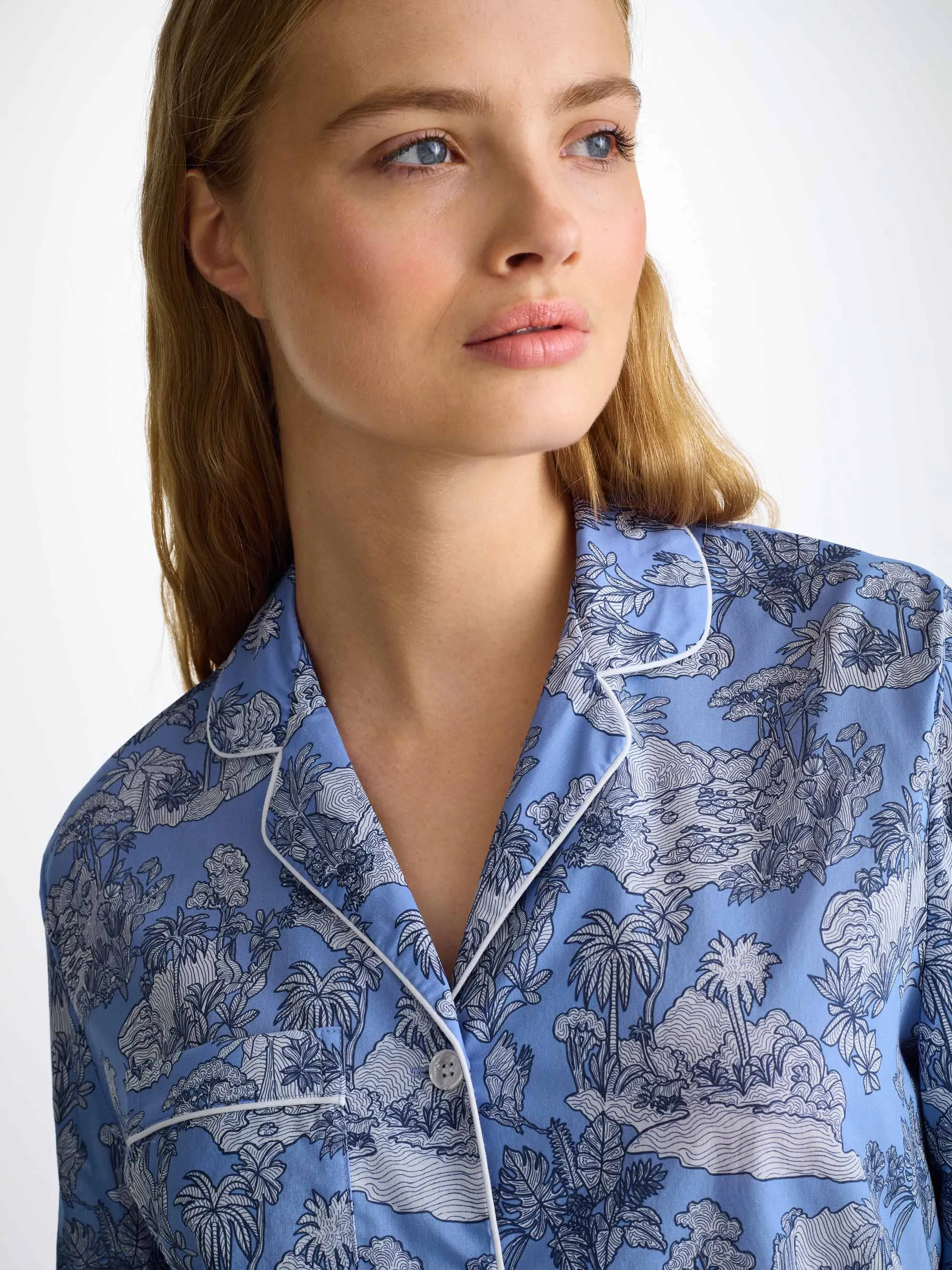 Women's Pajamas Cotton Batiste Blue Island Hopping Print sold by Derek Rose product image thumbnail 5