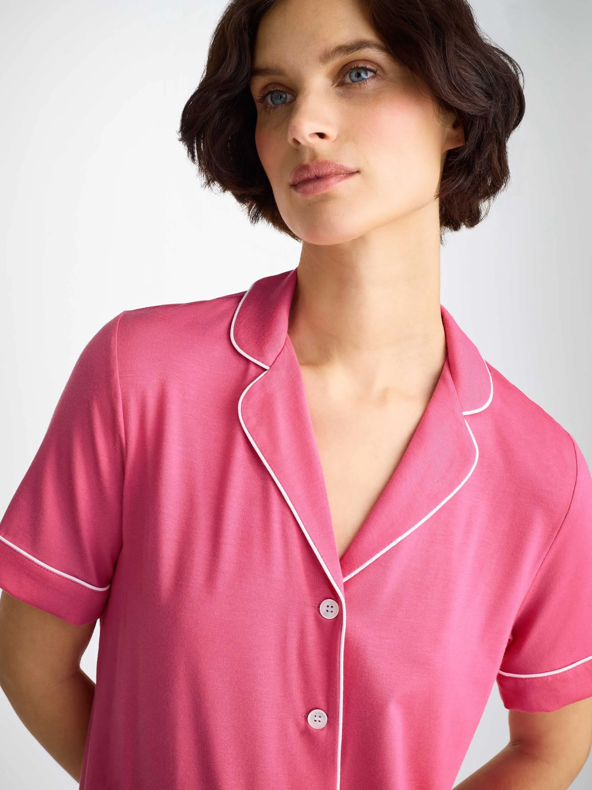 Women's Short Pajamas Lara Micro Modal Stretch Flamingo Pink sold by Derek Rose product image thumbnail 5