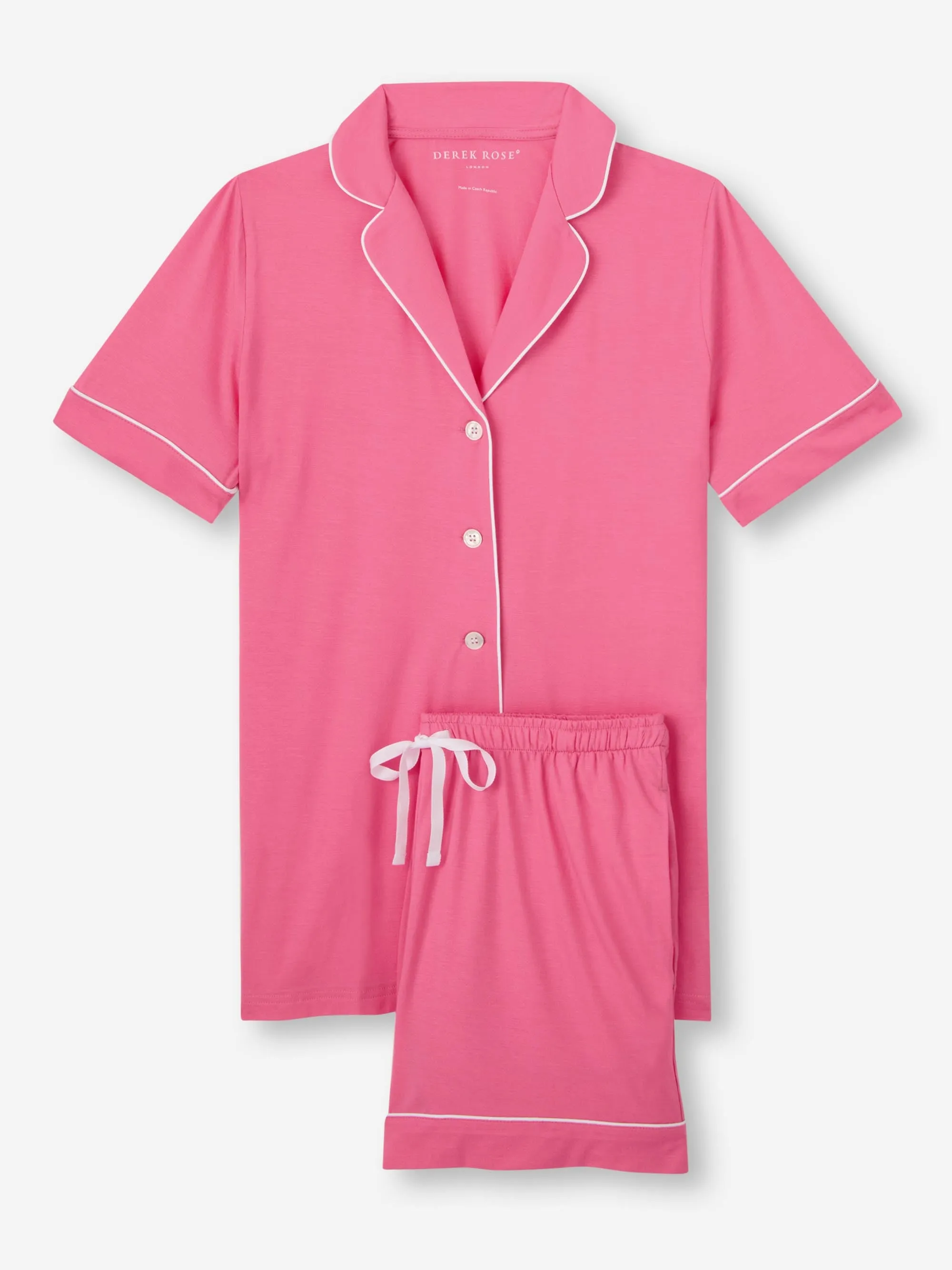 Women's Short Pajamas Lara Micro Modal Stretch Flamingo Pink sold by Derek Rose product image thumbnail 2
