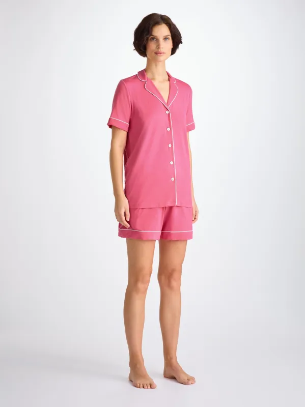Women's Short Pajamas Lara Micro Modal Stretch Flamingo Pink sold by Derek Rose