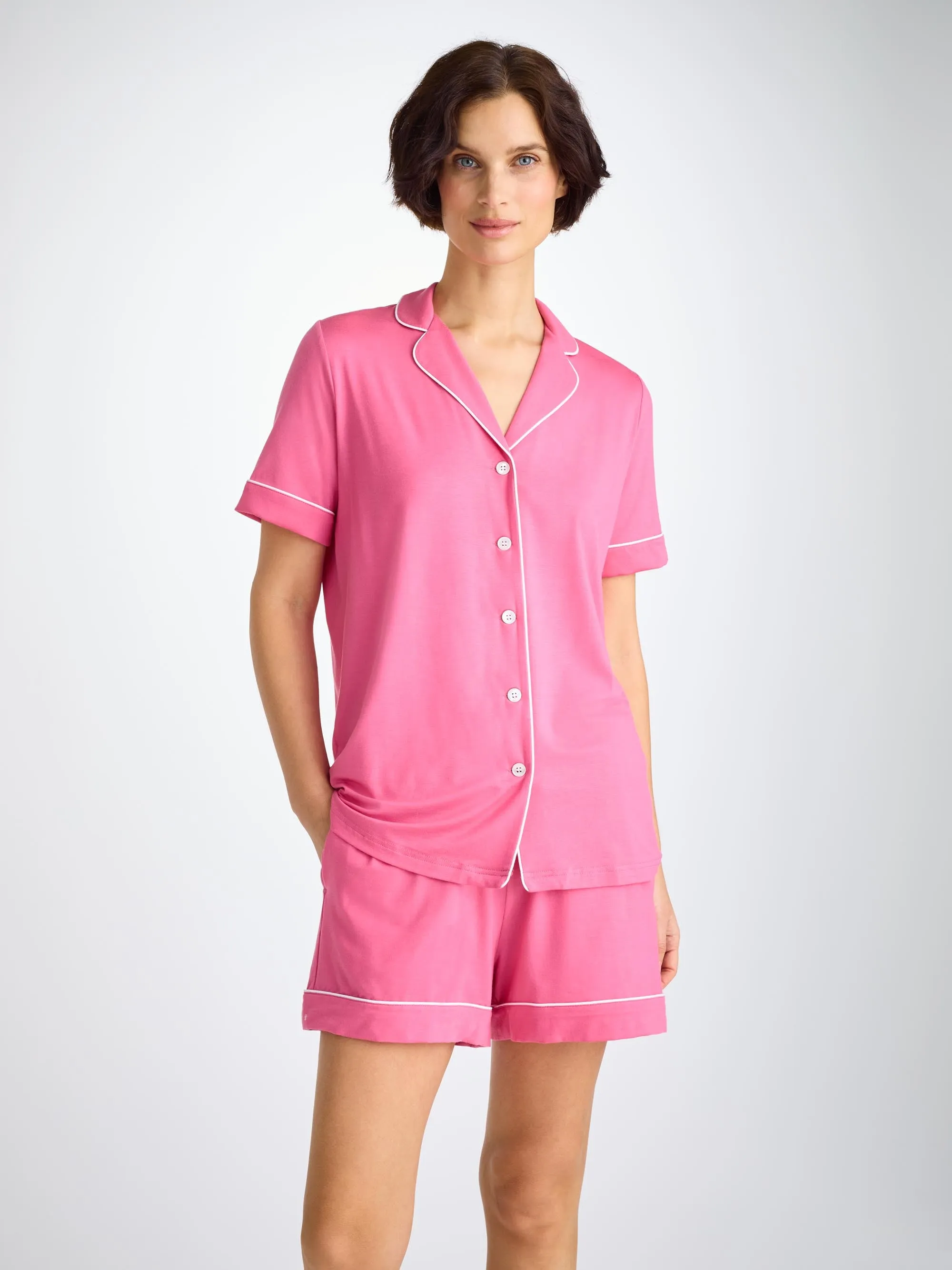 Women's Short Pajamas Lara Micro Modal Stretch Flamingo Pink sold by Derek Rose product image thumbnail 3