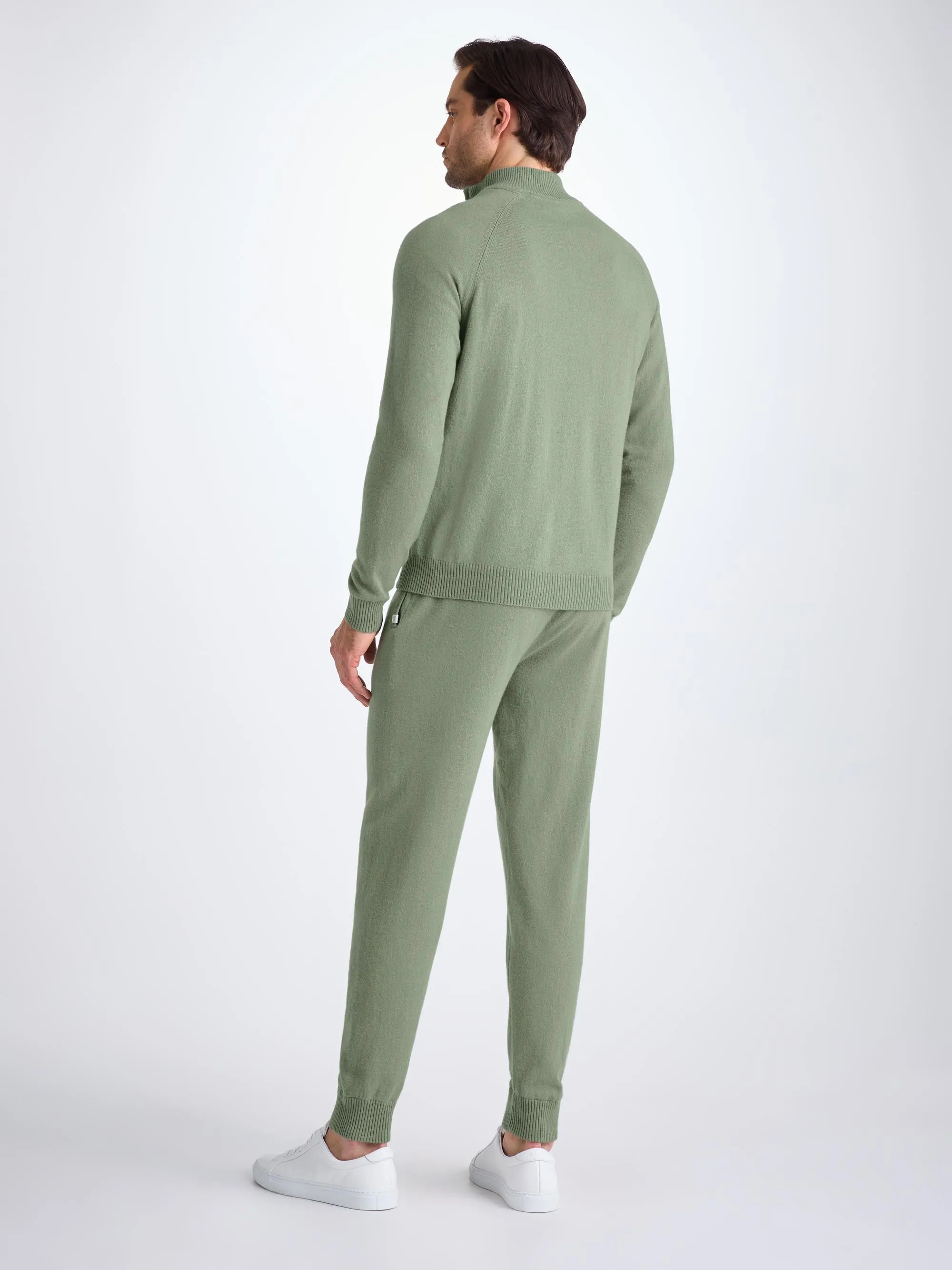 Men's Half-Zip Sweater Finley Cashmere Sage Green sold by Derek Rose product image thumbnail 4