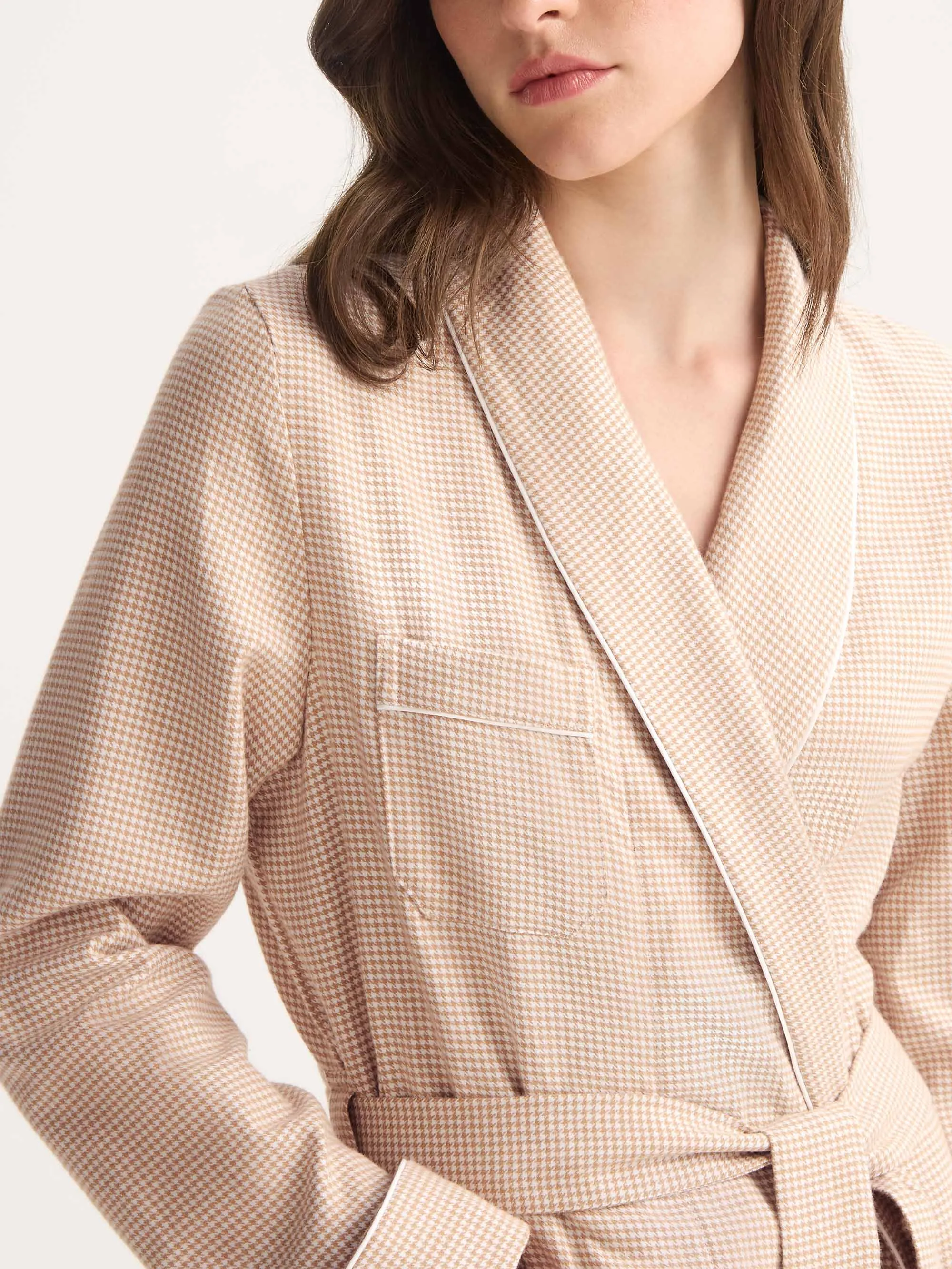 Women's Robe Kelburn Brushed Cotton Blush Houndstooth sold by Derek Rose product image thumbnail 5