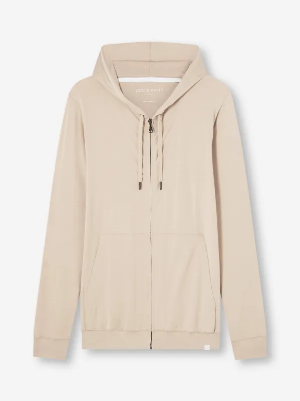 Men's Zip Up Hoodie Basel Micro Modal Stretch Light Stone sold by Derek Rose