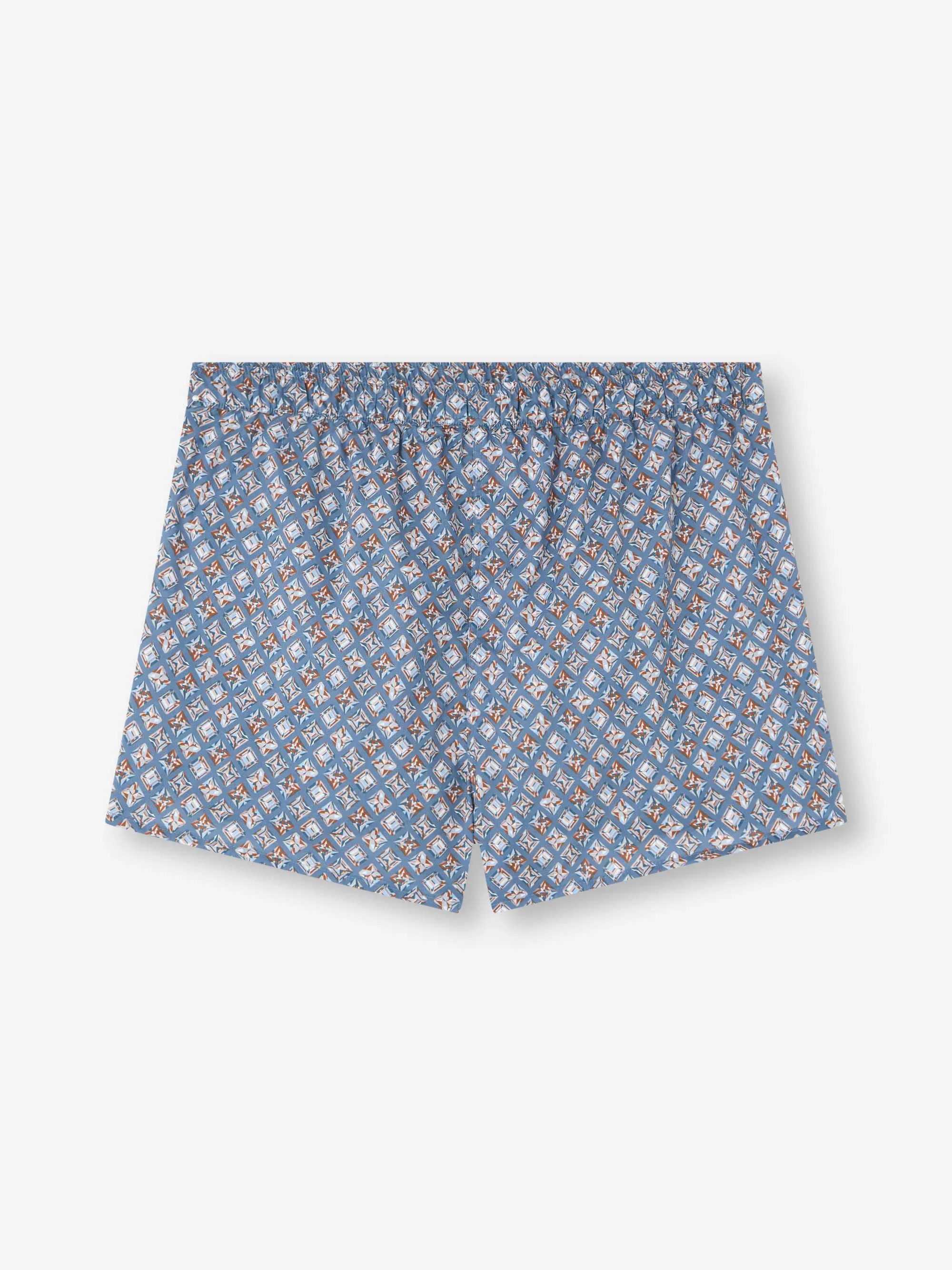 Men's Modern Fit Boxers Cotton Batiste Blue Multicolor Diamond Print sold by Derek Rose