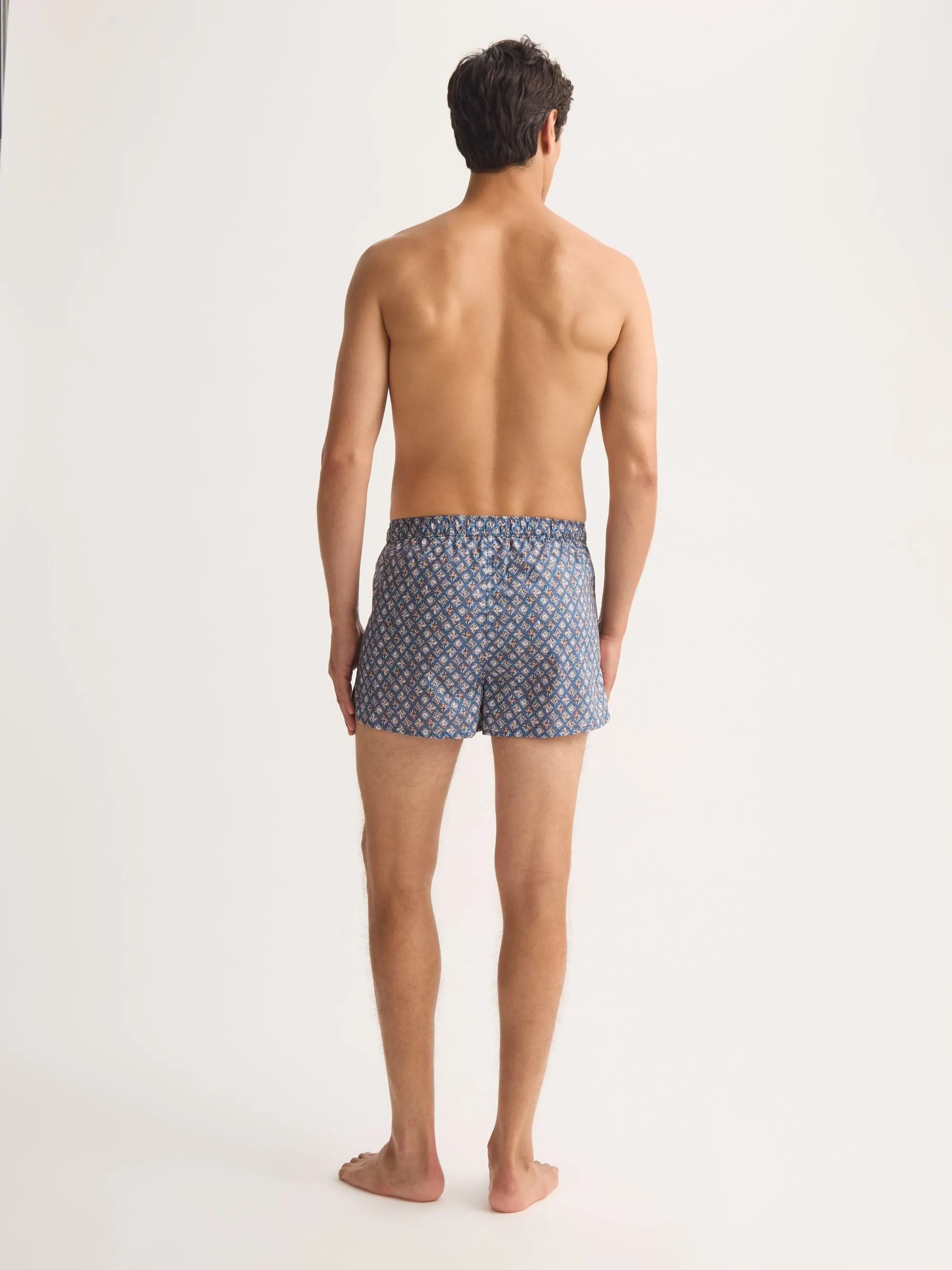 Men's Modern Fit Boxers Cotton Batiste Blue Multicolor Diamond Print sold by Derek Rose product image thumbnail 3