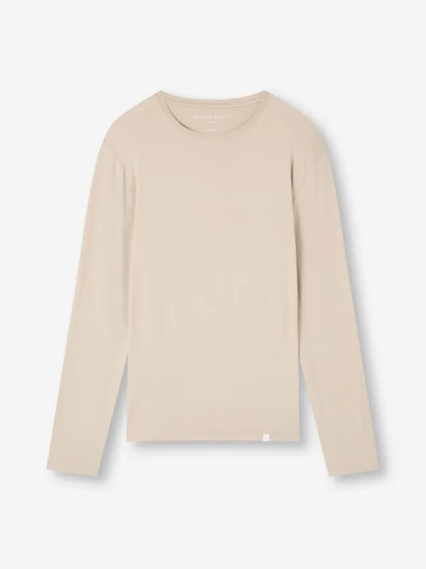 Men's Long Sleeve T-Shirt Basel Micro Modal Stretch Light Stone sold by Derek Rose