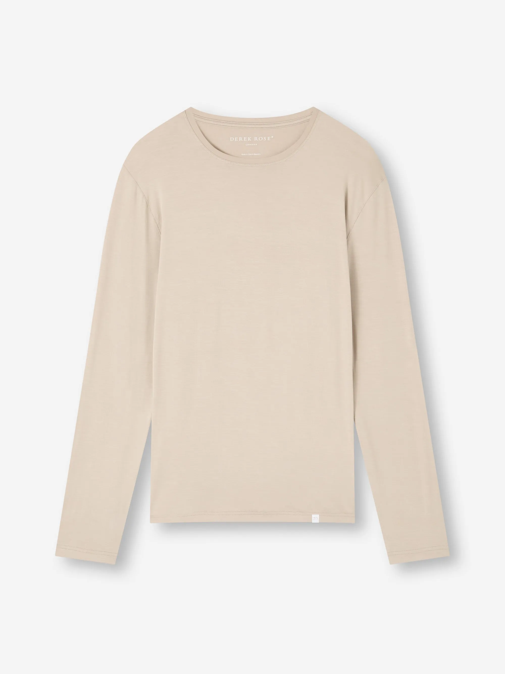 Men's Long Sleeve T-Shirt Basel Micro Modal Stretch Light Stone sold by Derek Rose