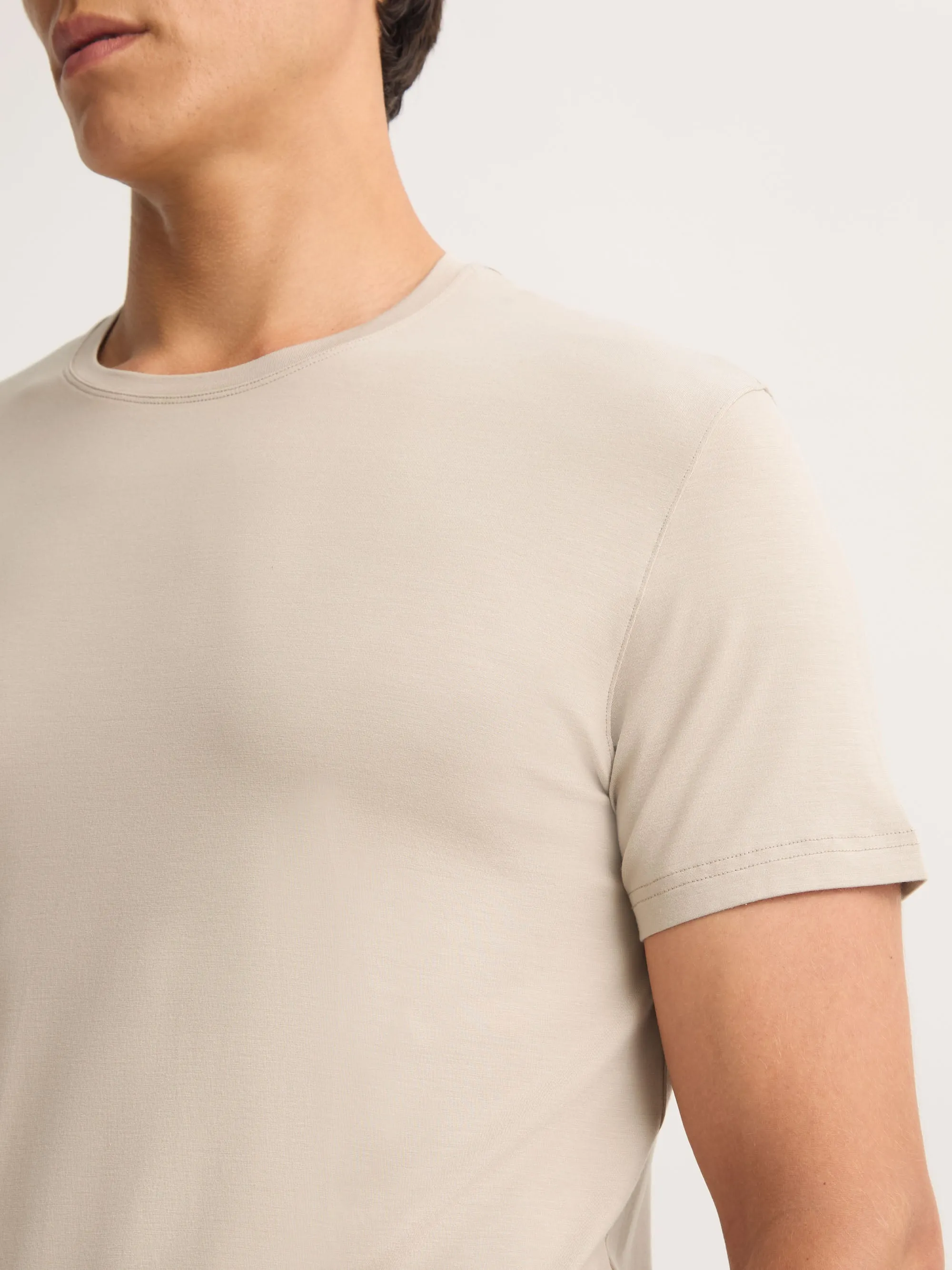 Men's T-Shirt Basel Micro Modal Stretch Light Stone sold by Derek Rose product image thumbnail 5