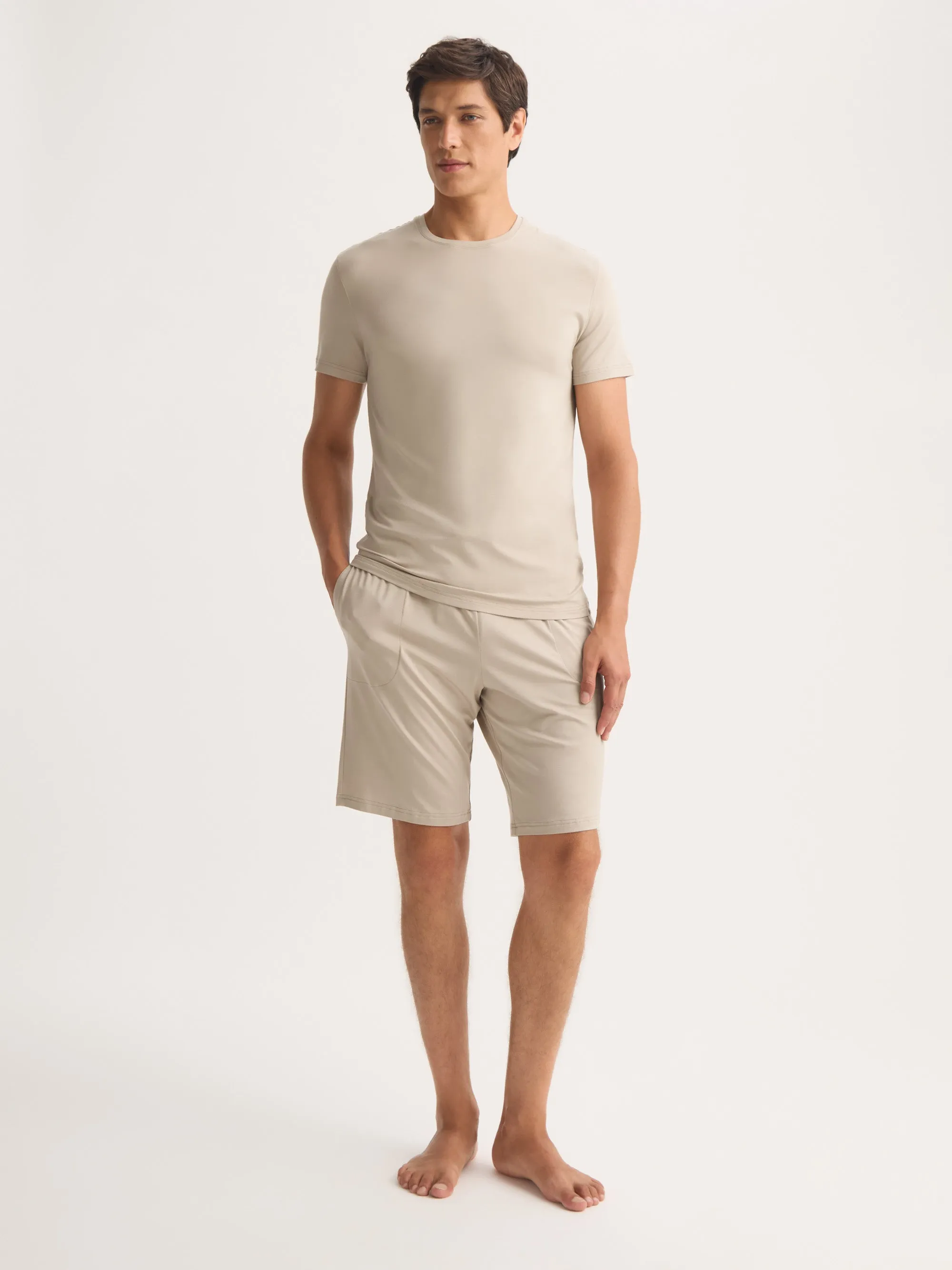 Men's T-Shirt Basel Micro Modal Stretch Light Stone sold by Derek Rose product image thumbnail 2