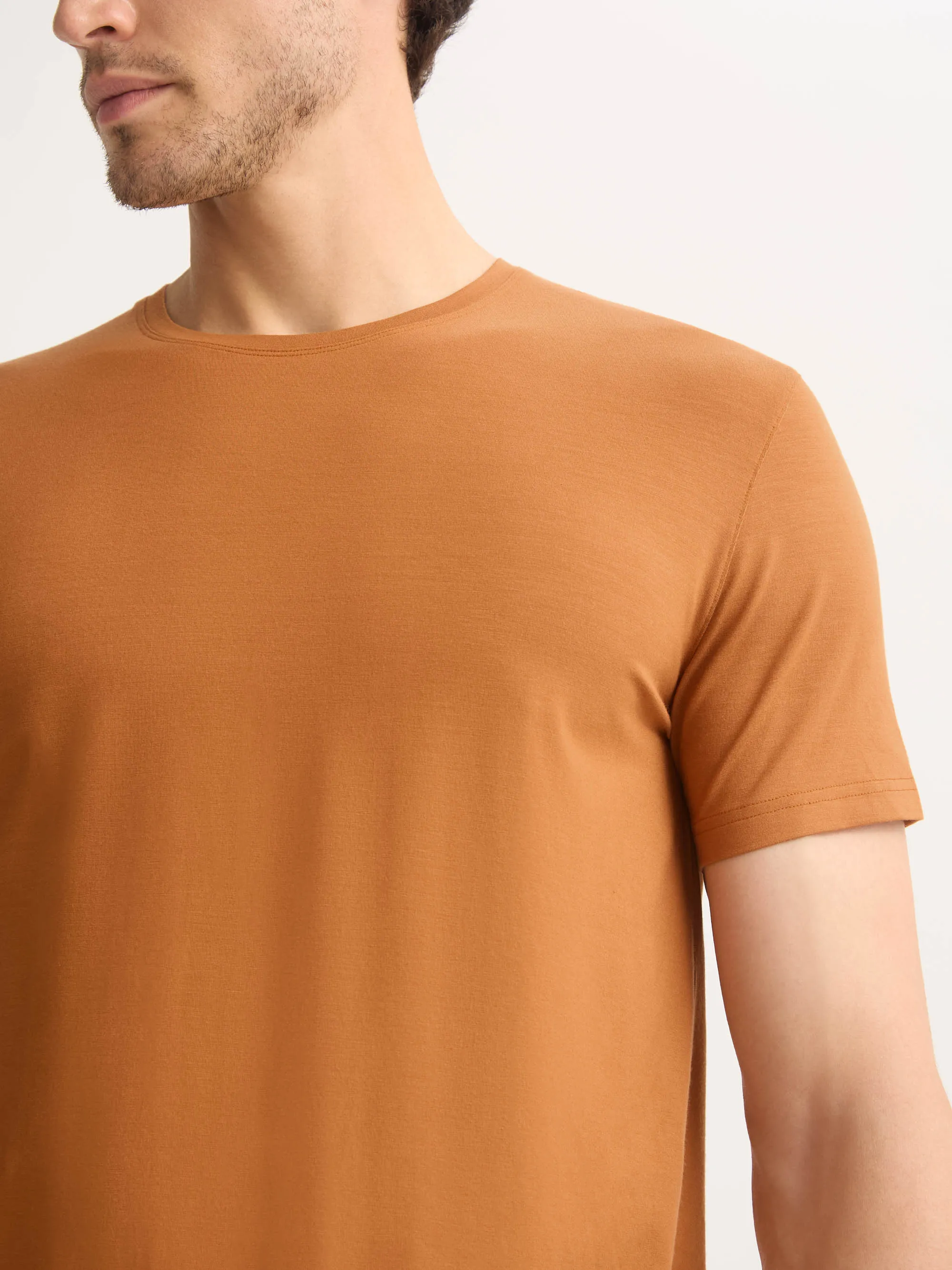 Men's T-Shirt Basel Micro Modal Stretch Brick Orange sold by Derek Rose product image thumbnail 5