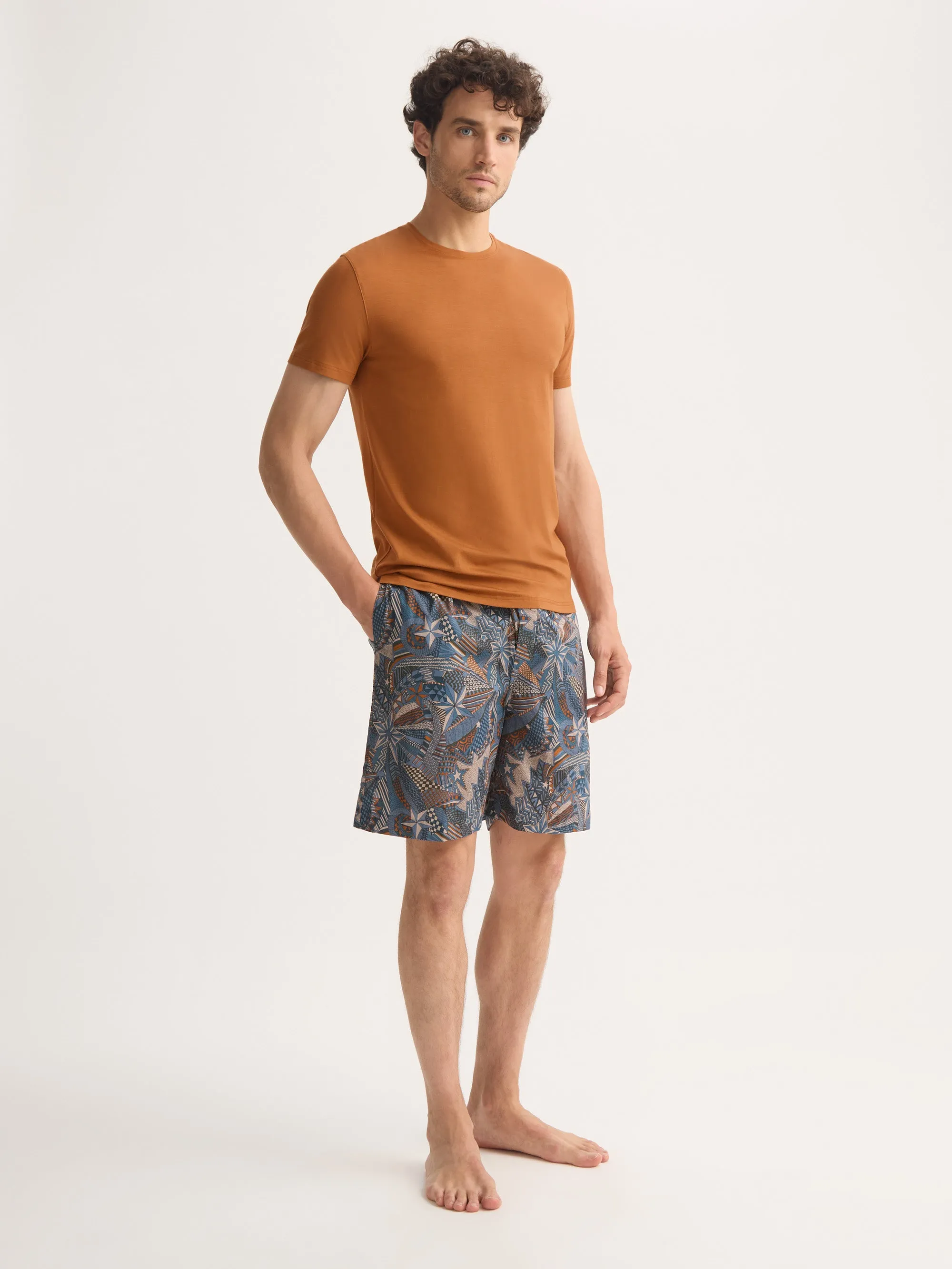 Men's T-Shirt Basel Micro Modal Stretch Brick Orange sold by Derek Rose product image thumbnail 3