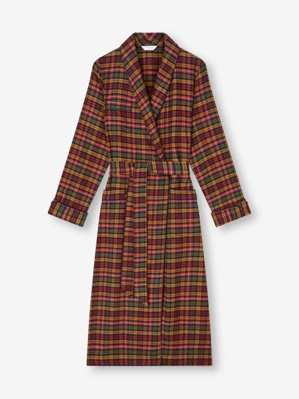 Women's Robe Kelburn Brushed Cotton Multicolor Check sold by Derek Rose