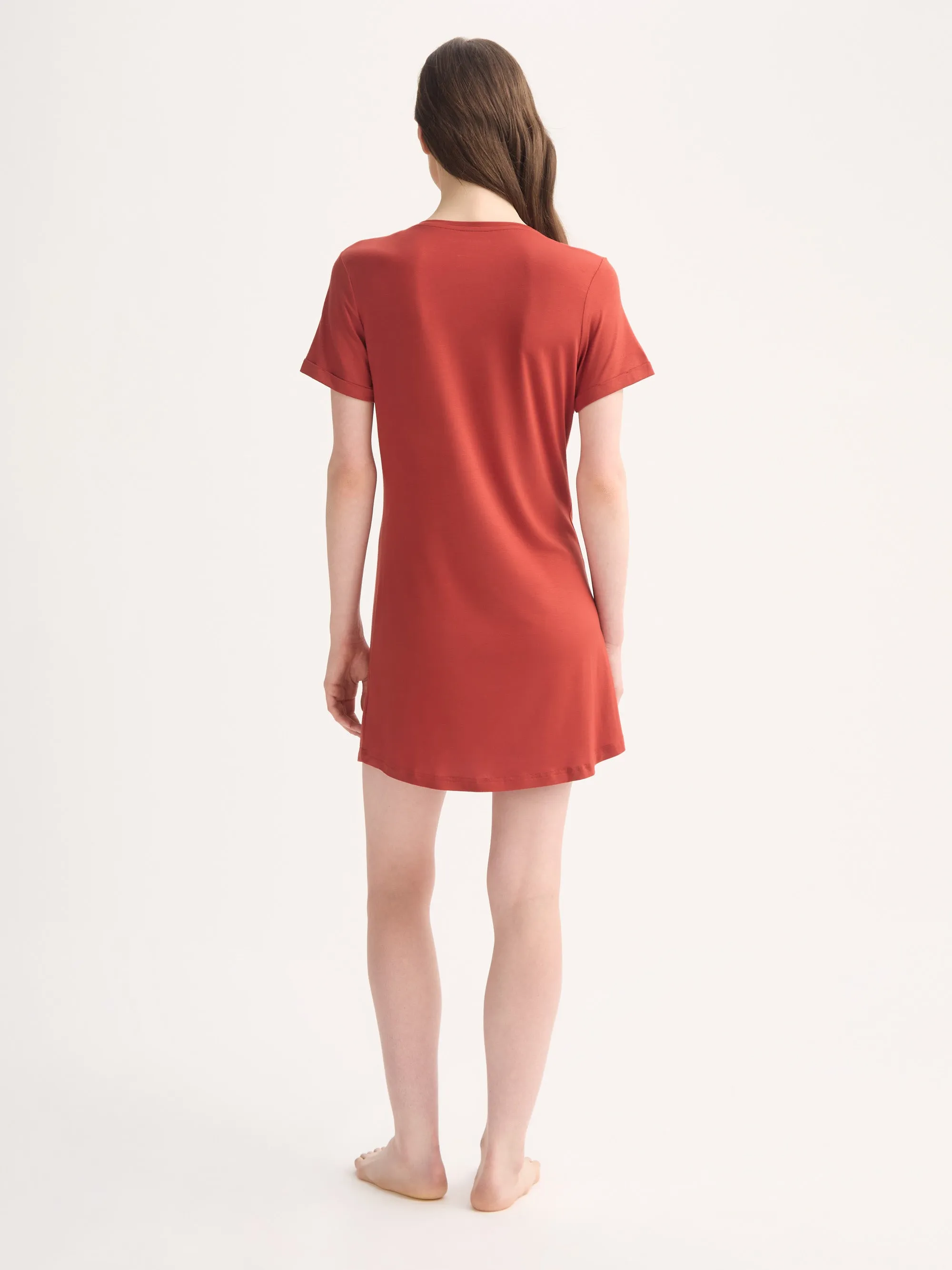 Women's V-Neck Sleep T-Shirt Lara Micro Modal Stretch Rose Red sold by Derek Rose product image thumbnail 3