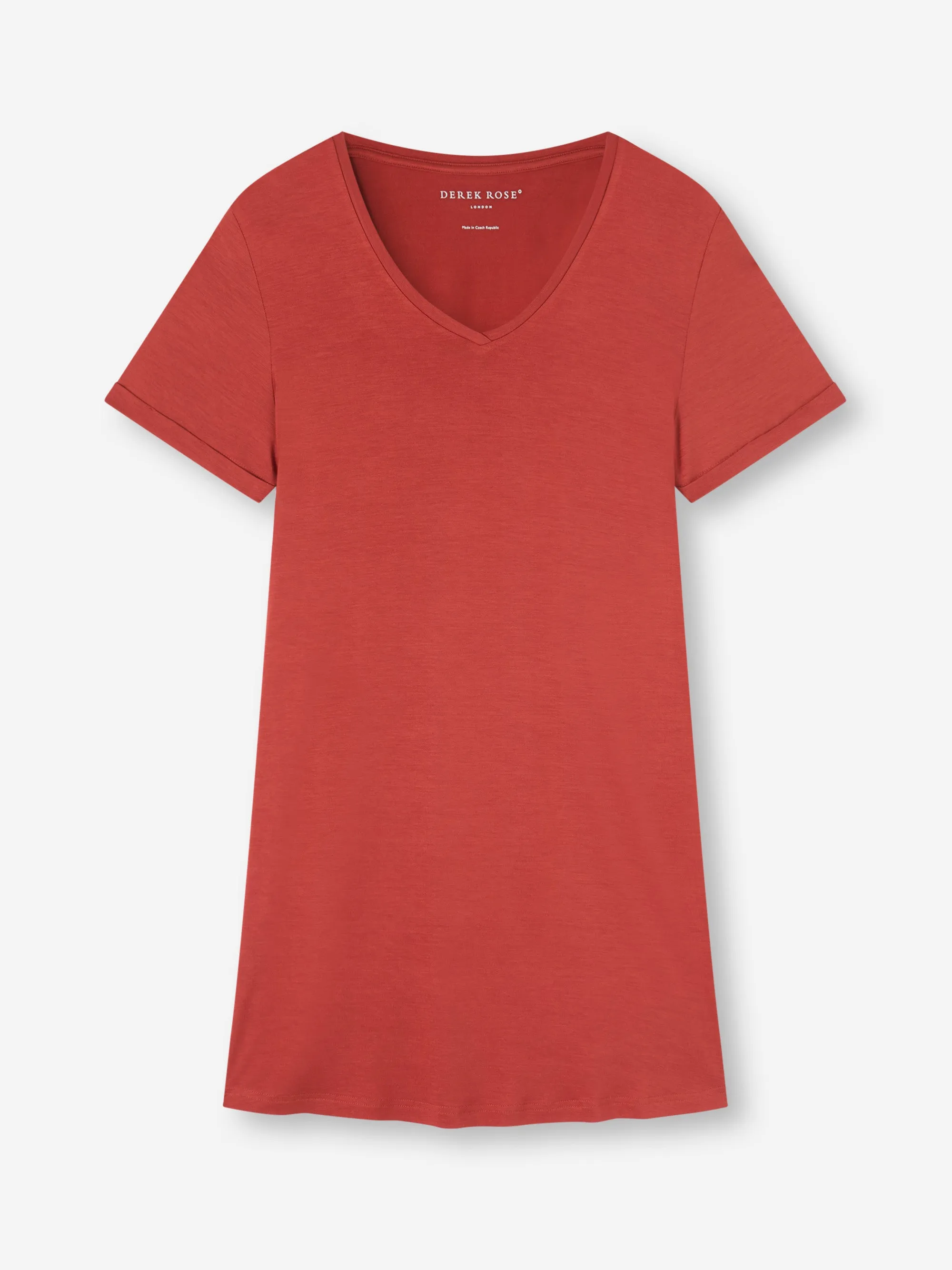 Women's V-Neck Sleep T-Shirt Lara Micro Modal Stretch Rose Red sold by Derek Rose