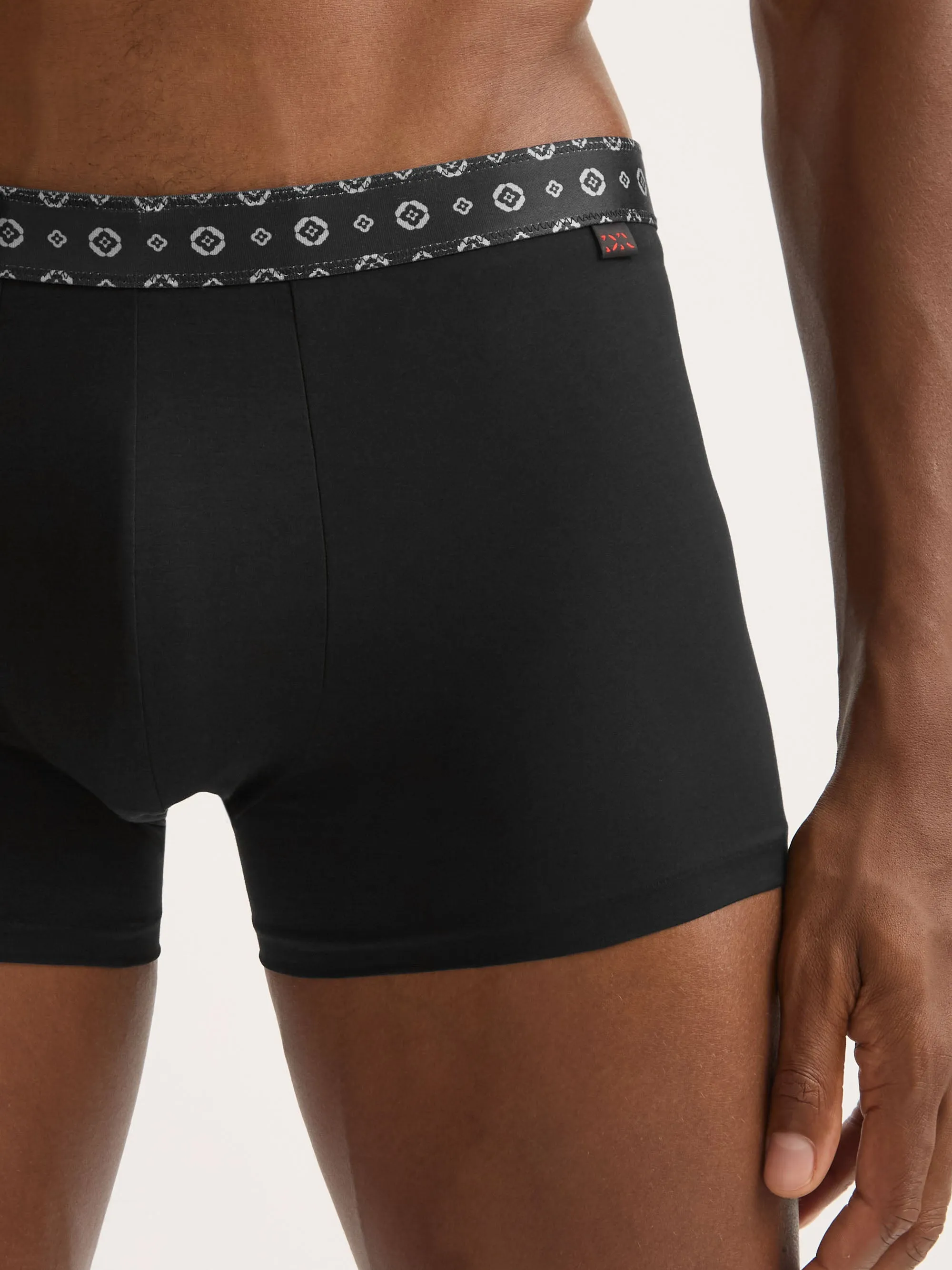 Men's Boxer Briefs Pima Cotton Stretch Black with Rose Motif Band sold by Derek Rose product image thumbnail 5