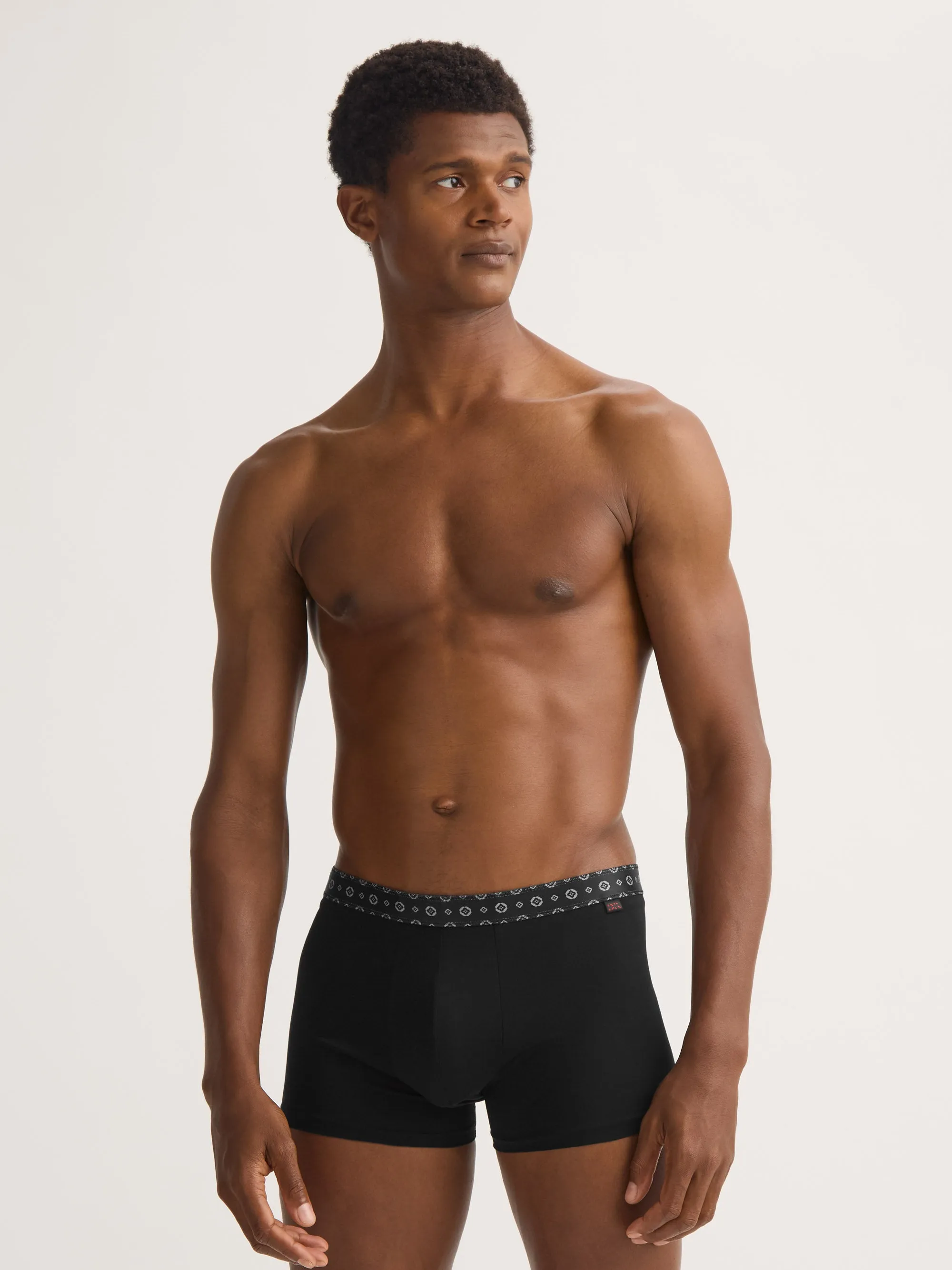 Men's Boxer Briefs Pima Cotton Stretch Black with Rose Motif Band sold by Derek Rose product image thumbnail 4