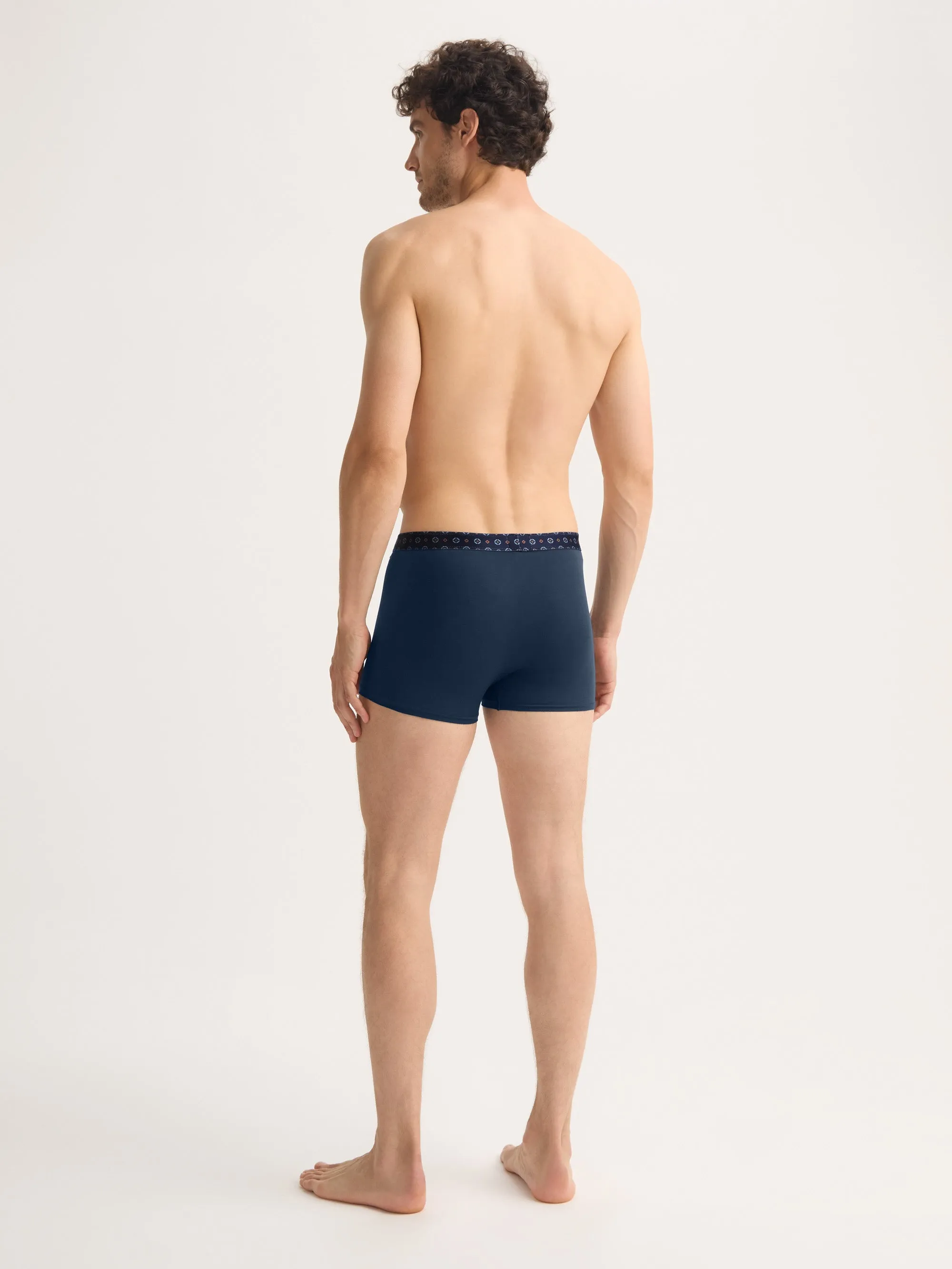 Men's Boxer Briefs Pima Cotton Stretch Navy Blue with Rose Motif Band sold by Derek Rose product image thumbnail 3