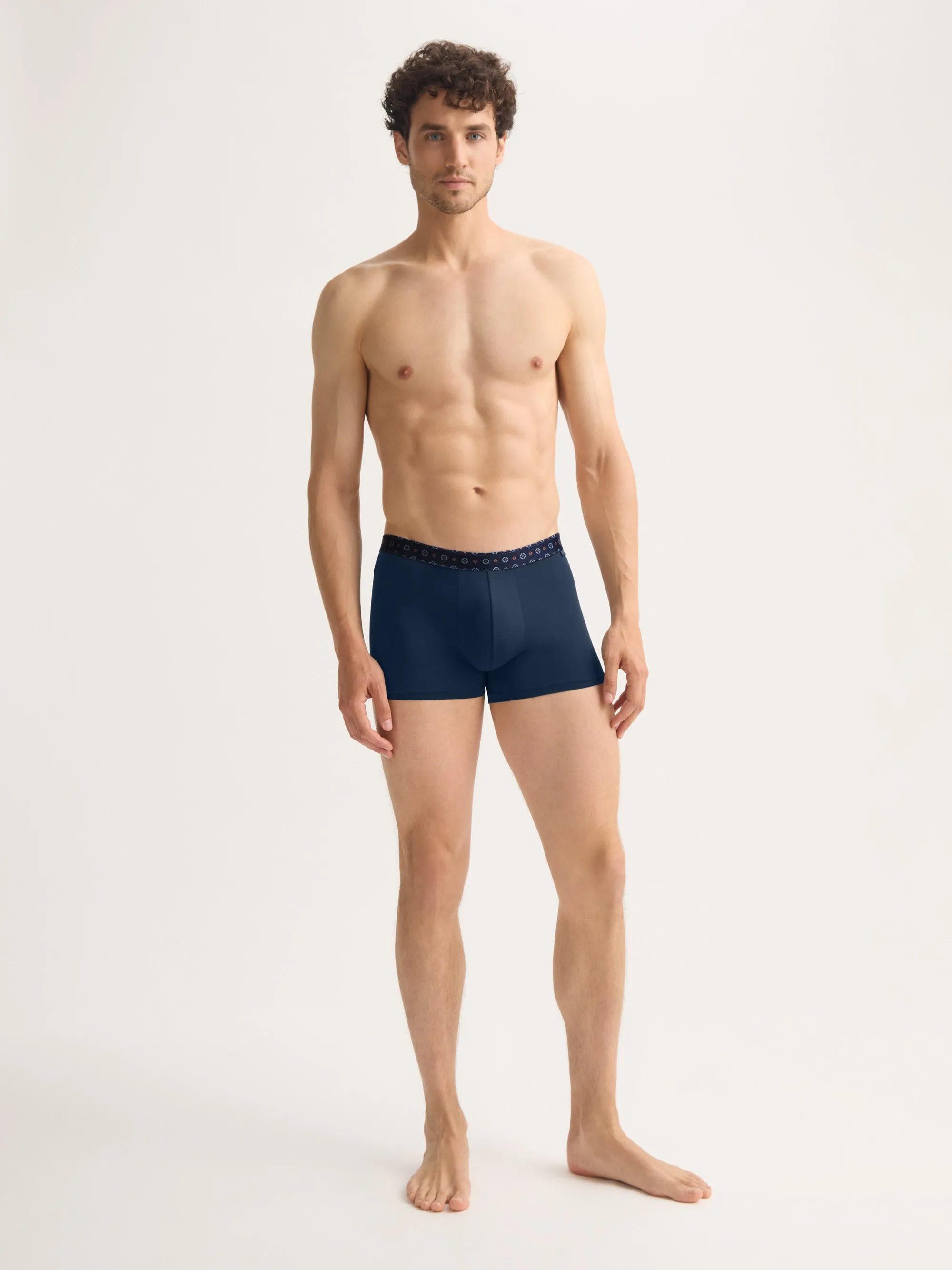Men's Boxer Briefs Pima Cotton Stretch Navy Blue with Rose Motif Band sold by Derek Rose product image thumbnail 2