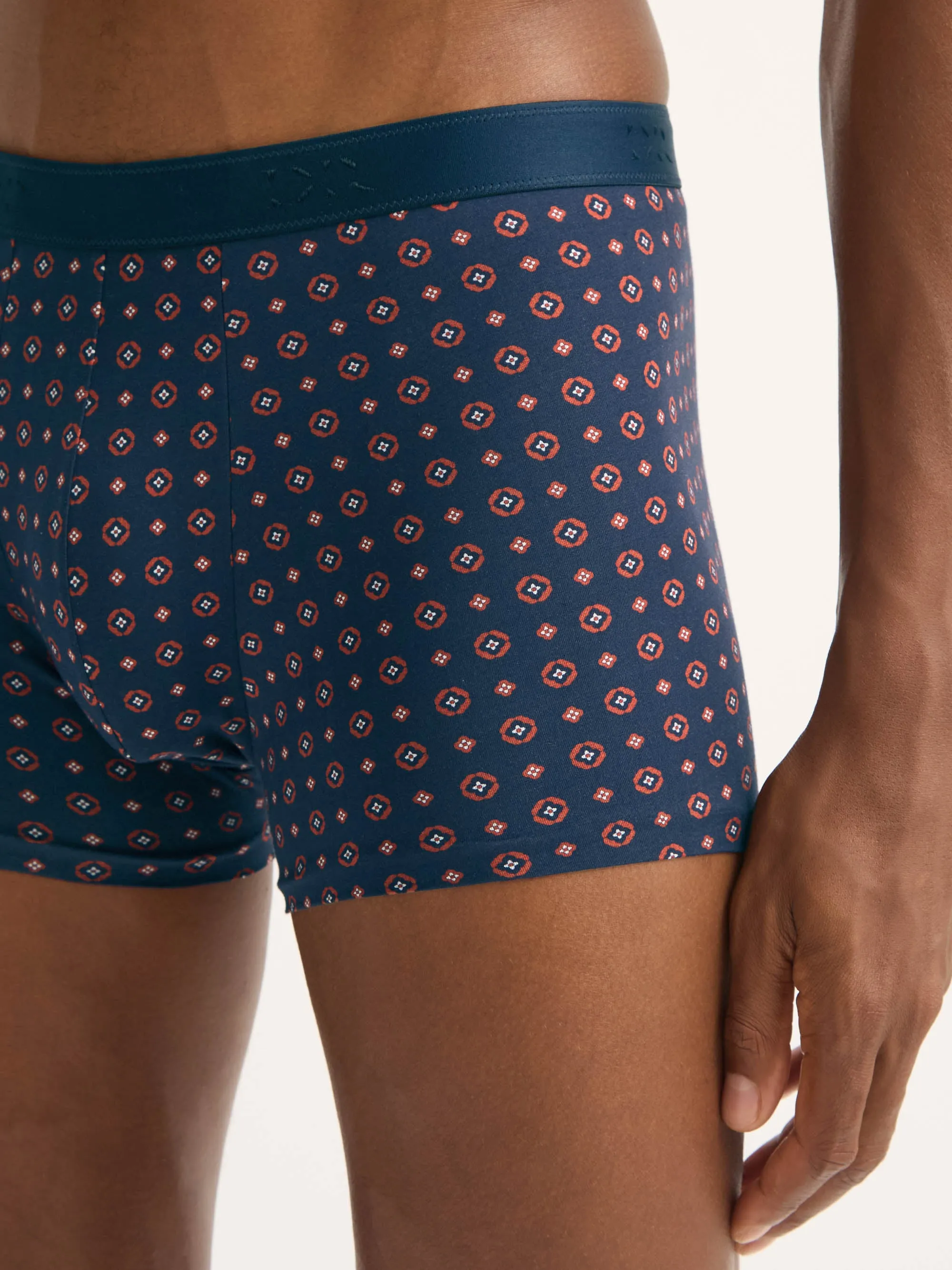 Men's Boxer Briefs Cotton Navy Blue & Red Rose Motif sold by Derek Rose product image thumbnail 5