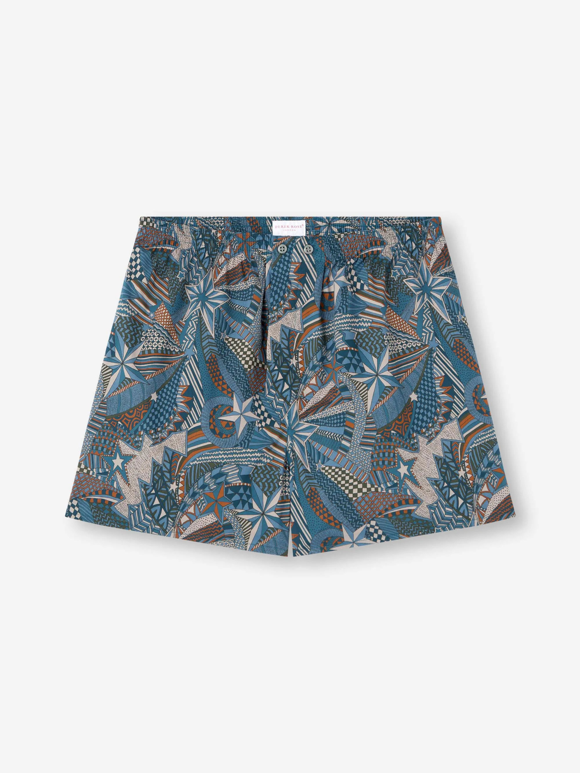 Men's Classic Fit Boxers Cotton Batiste Blue Multicolor Celebration Print sold by Derek Rose