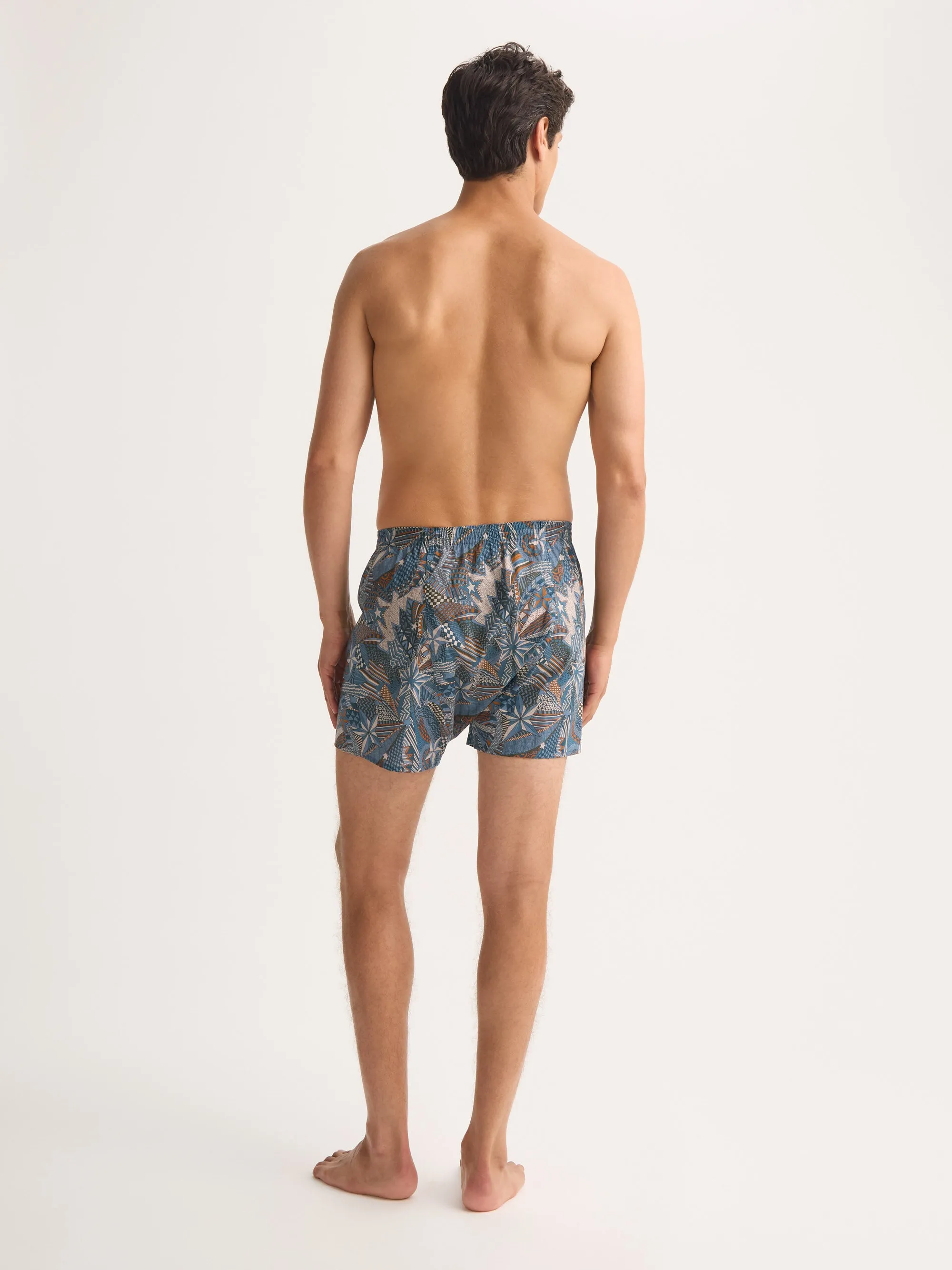 Men's Classic Fit Boxers Cotton Batiste Blue Multicolor Celebration Print sold by Derek Rose product image thumbnail 3