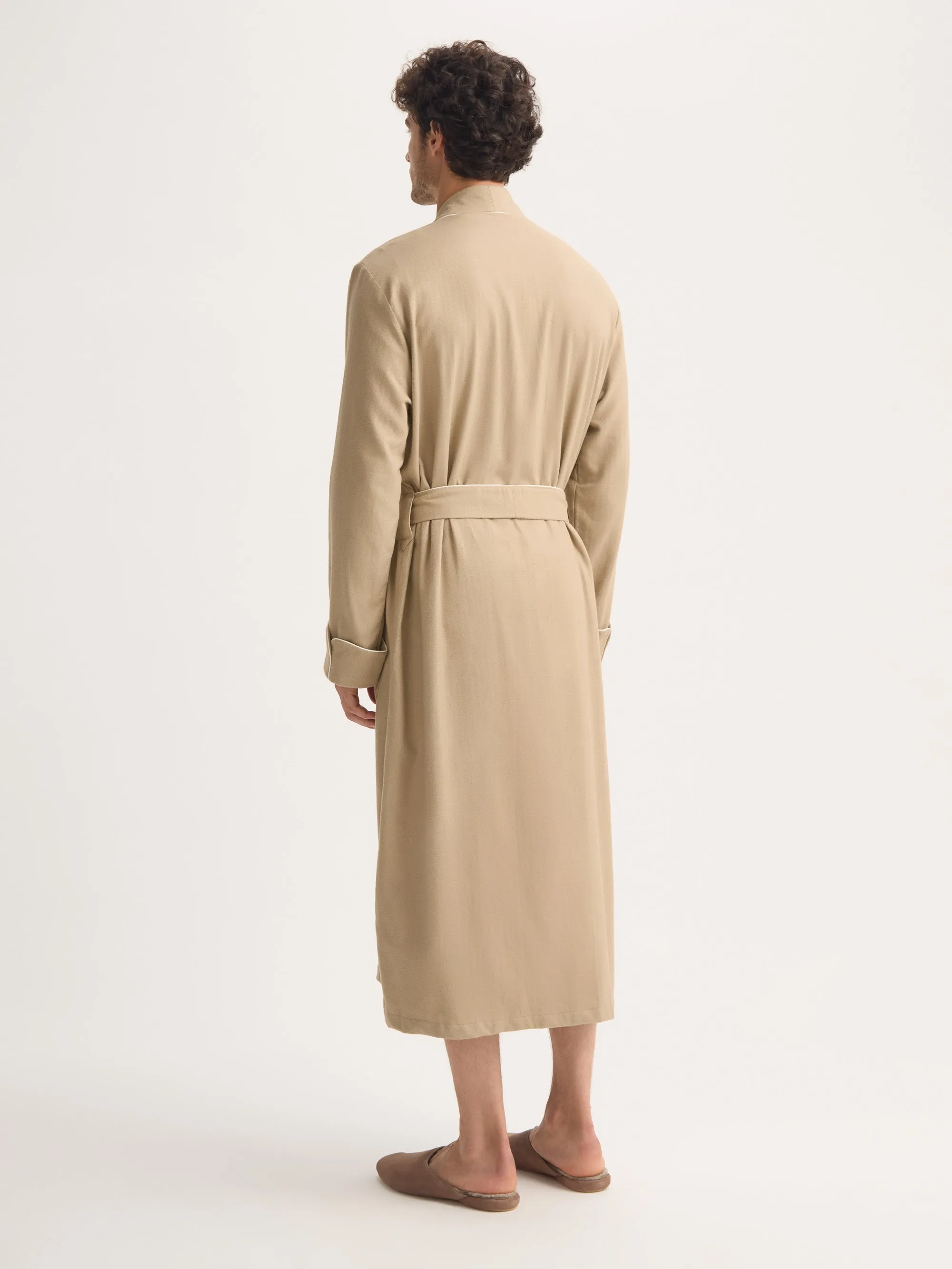 Men's Robe Kelburn Brushed Cotton Light Stone Herringbone sold by Derek Rose product image thumbnail 3