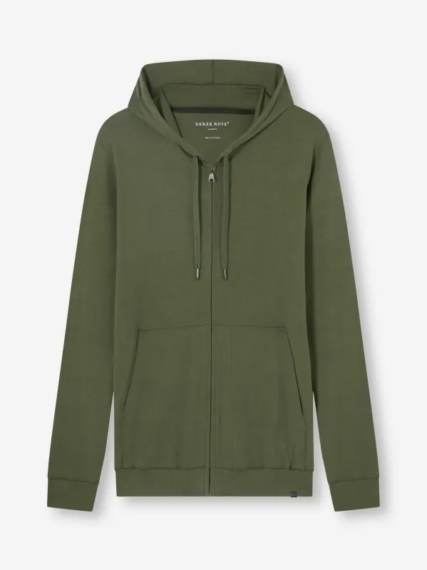 Men's Zip Up Hoodie Basel Micro Modal Stretch Evergreen sold by Derek Rose