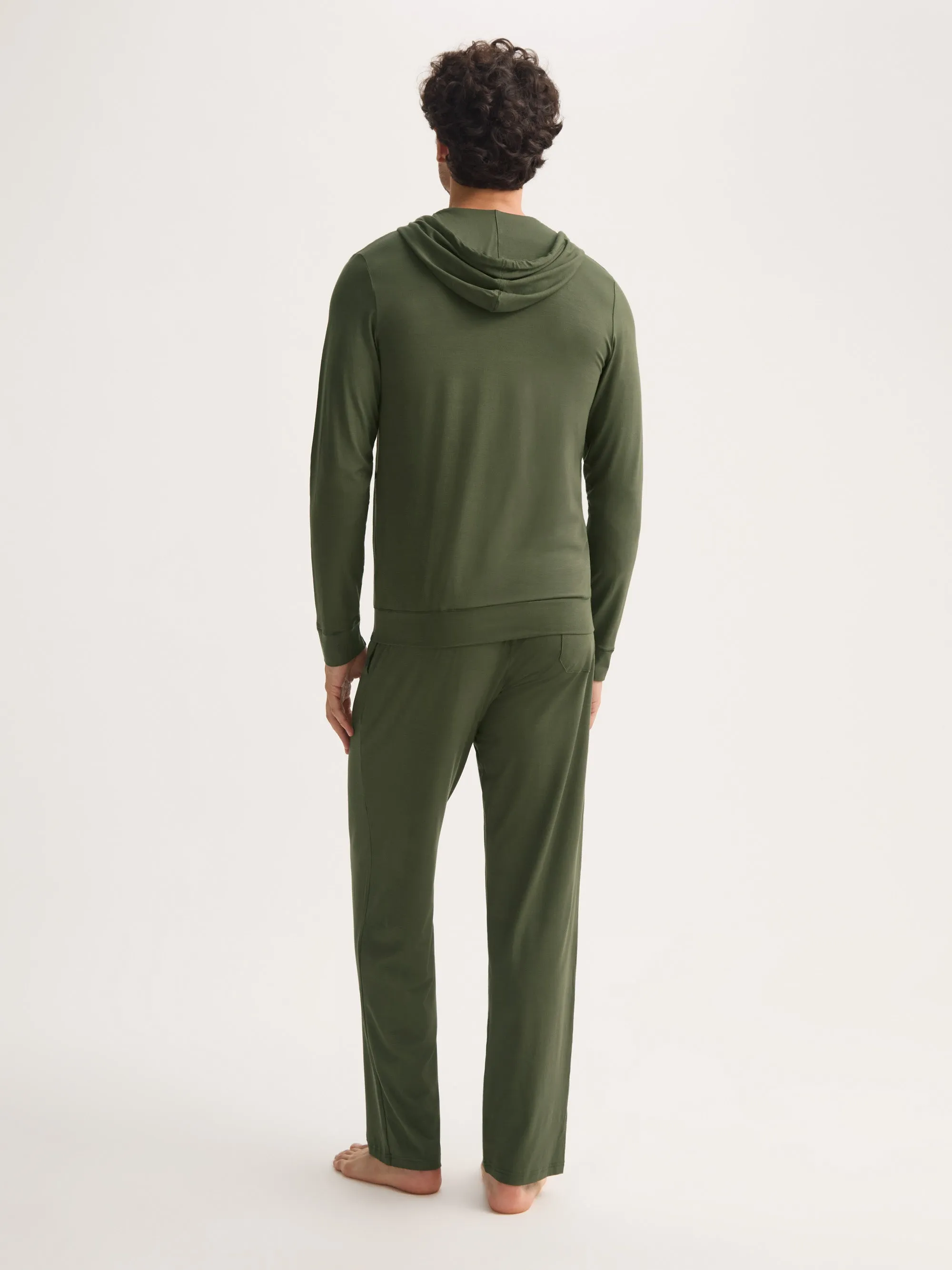 Men's Zip Up Hoodie Basel Micro Modal Stretch Evergreen sold by Derek Rose product image thumbnail 4