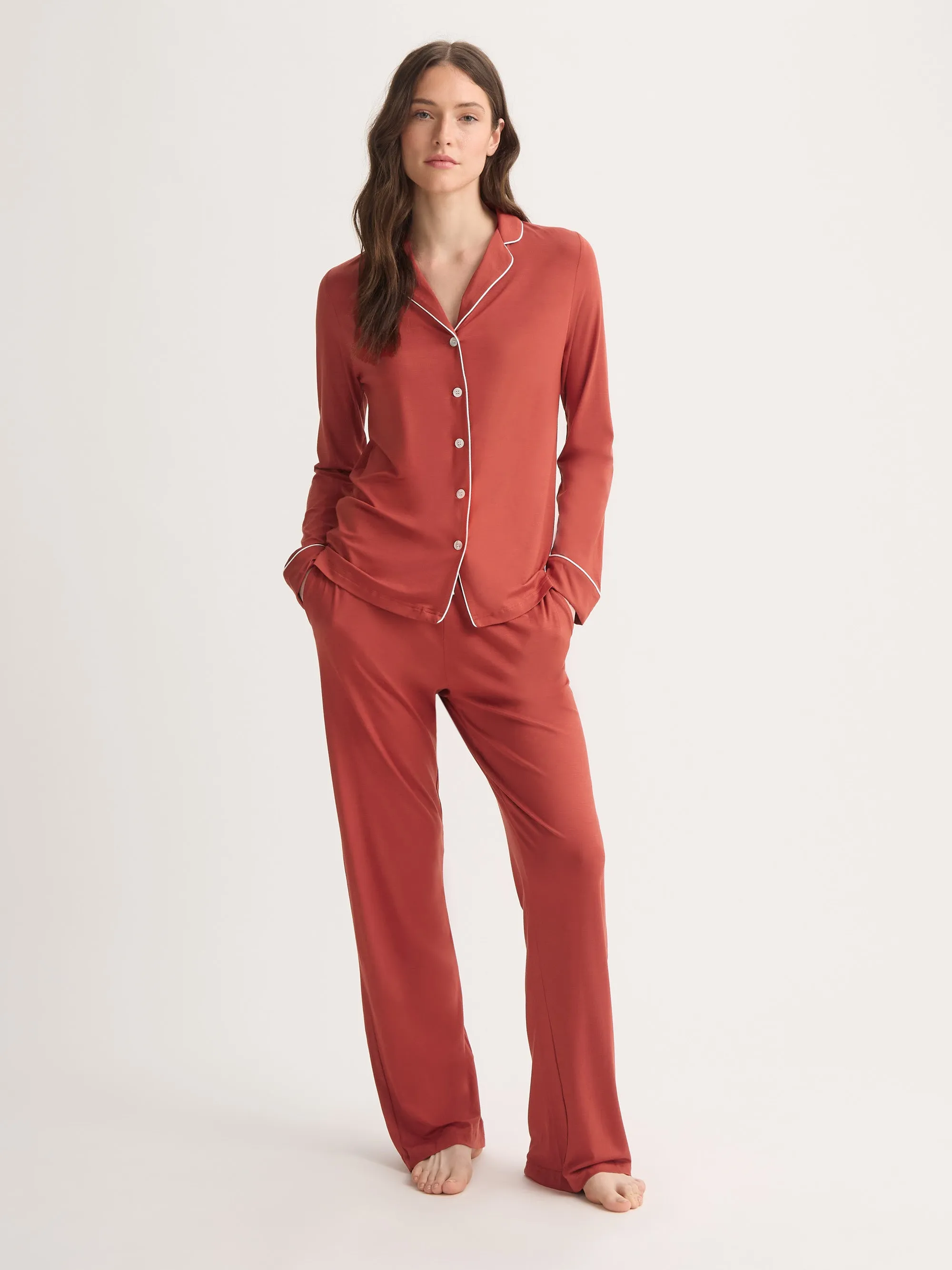 Women's Pajamas Lara Micro Modal Stretch Rose Red sold by Derek Rose product image thumbnail 2