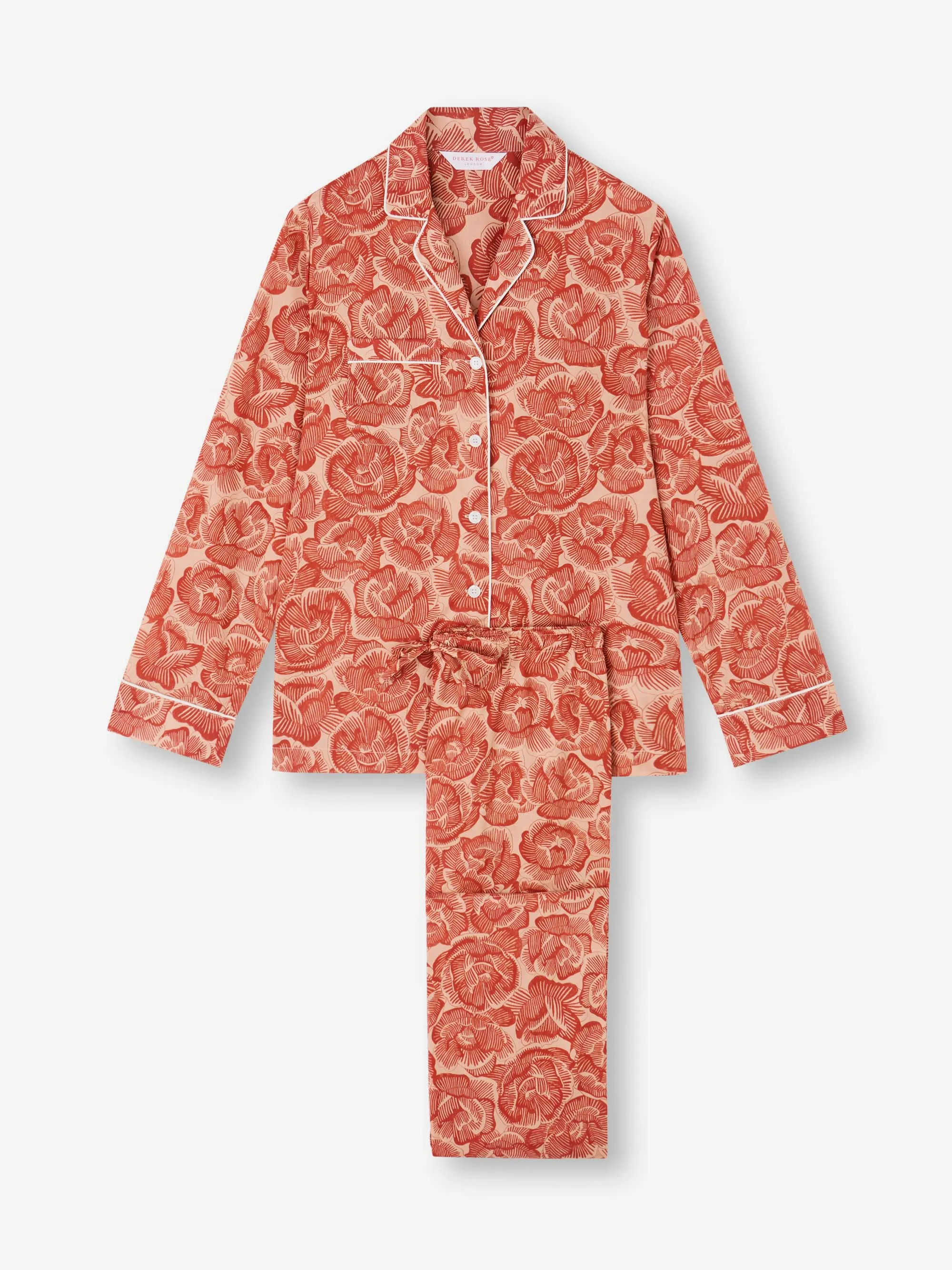 Women's Pajamas Cotton Batiste Rustic Red Rose Print sold by Derek Rose