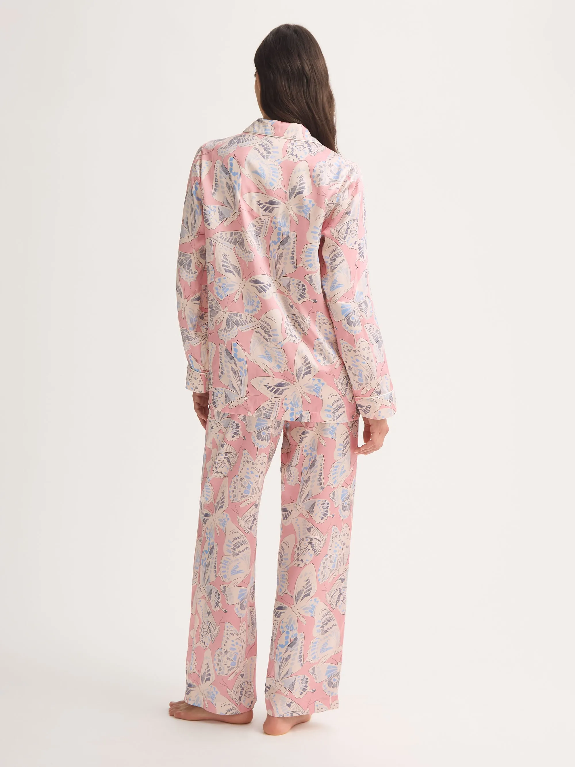 Brindisi Silk Pajamas Pink Multi Butterfly sold by Derek Rose product image thumbnail 4