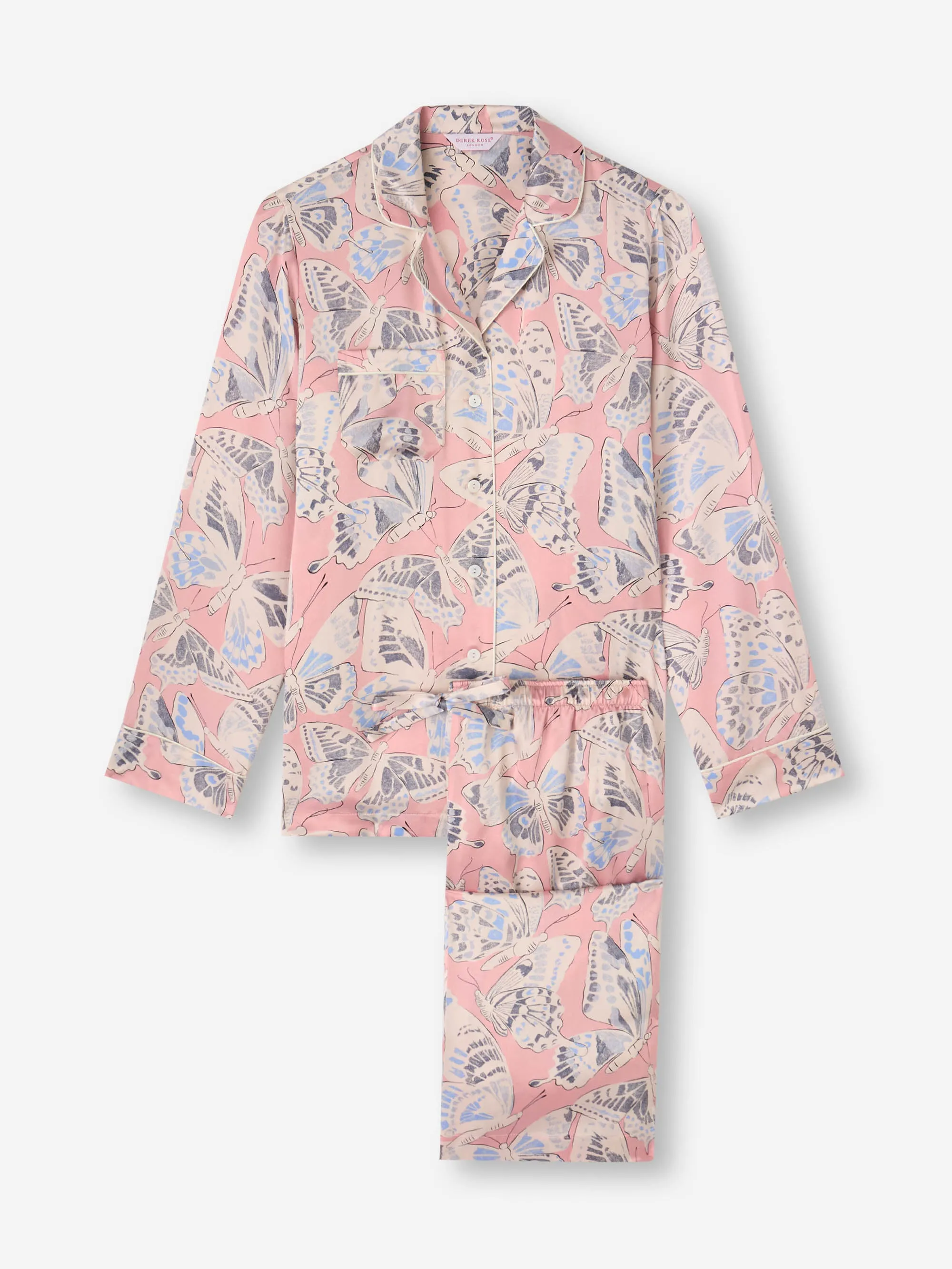 Brindisi Silk Pajamas Pink Multi Butterfly sold by Derek Rose product image thumbnail 2