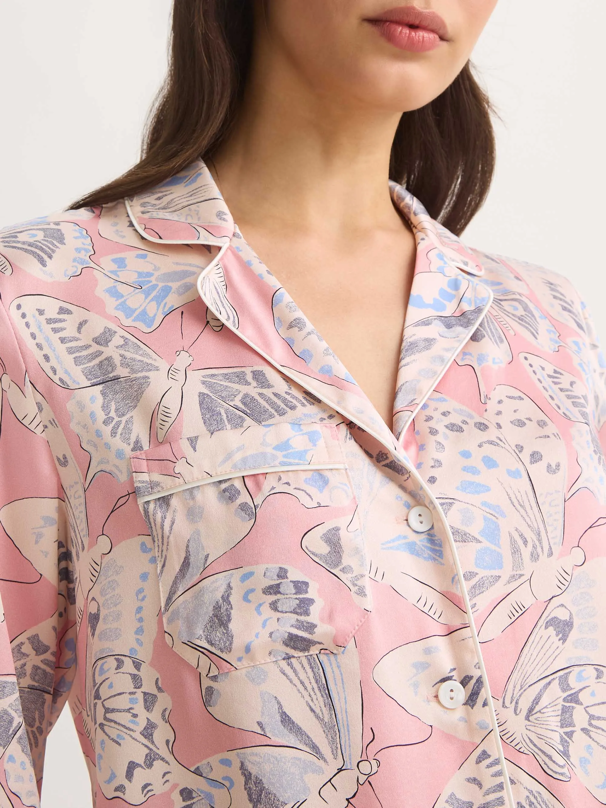 Brindisi Silk Pajamas Pink Multi Butterfly sold by Derek Rose product image thumbnail 5