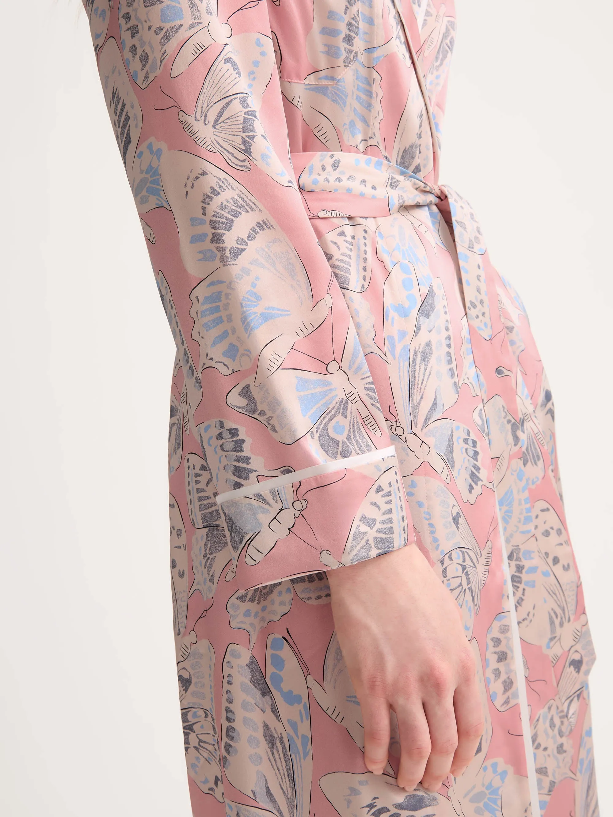 Women's Long Robe Silk Pink Multicolor Butterfly sold by Derek Rose product image thumbnail 4