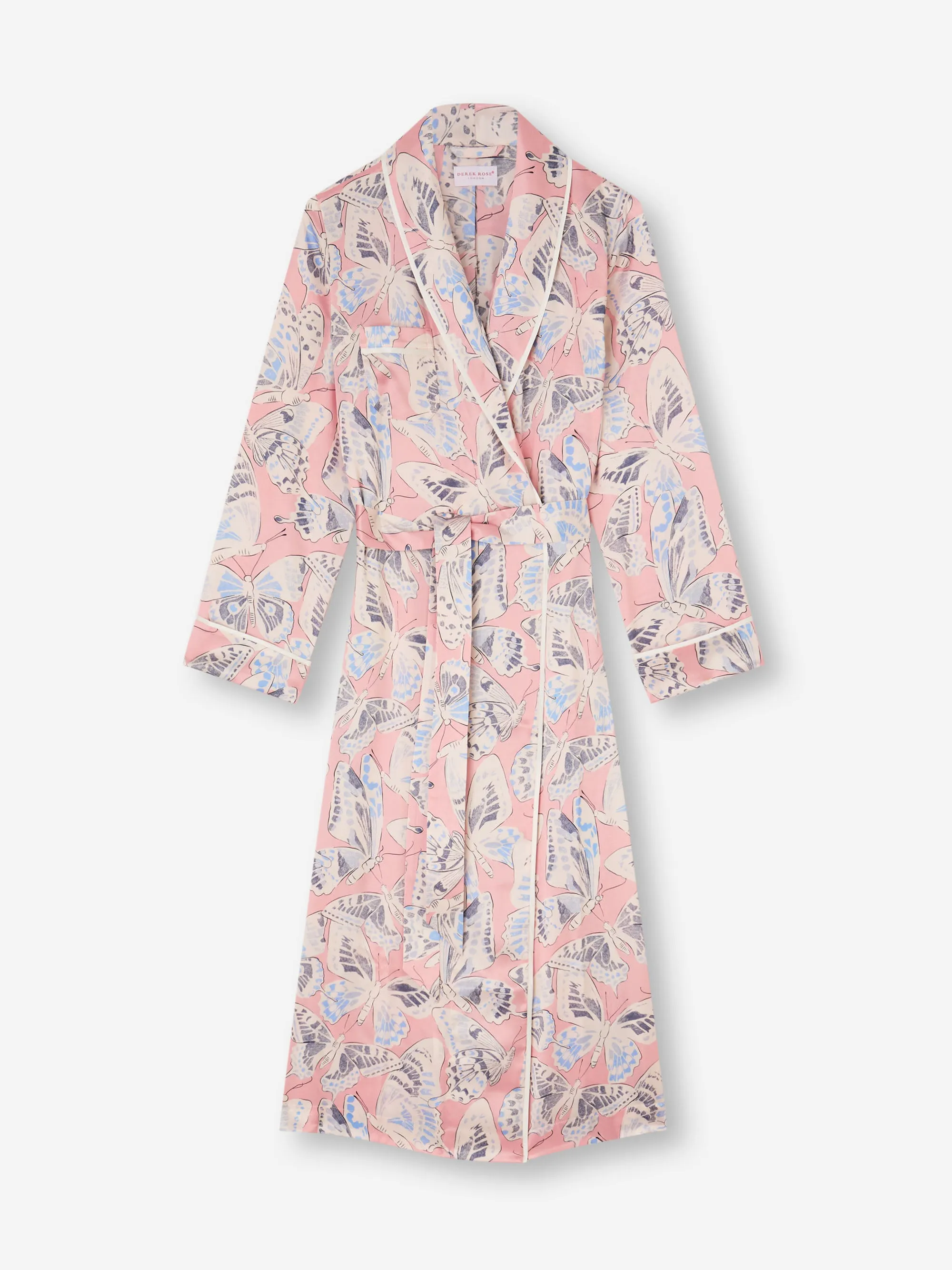 Women's Long Robe Silk Pink Multicolor Butterfly sold by Derek Rose product image thumbnail 3