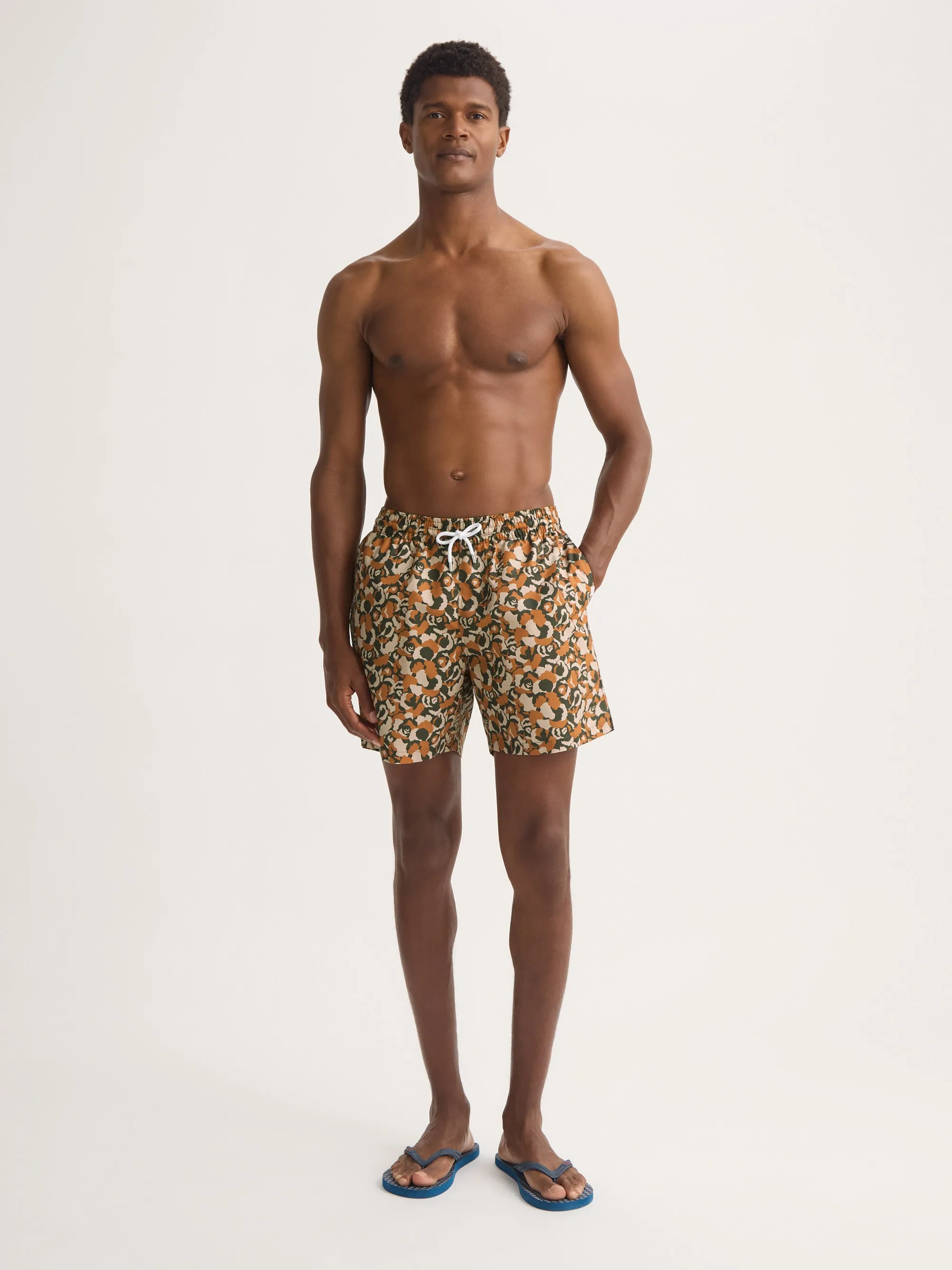 Men's Swim Trunks Maui Green & Brick Multicolor Camo Rose sold by Derek Rose product image thumbnail 2