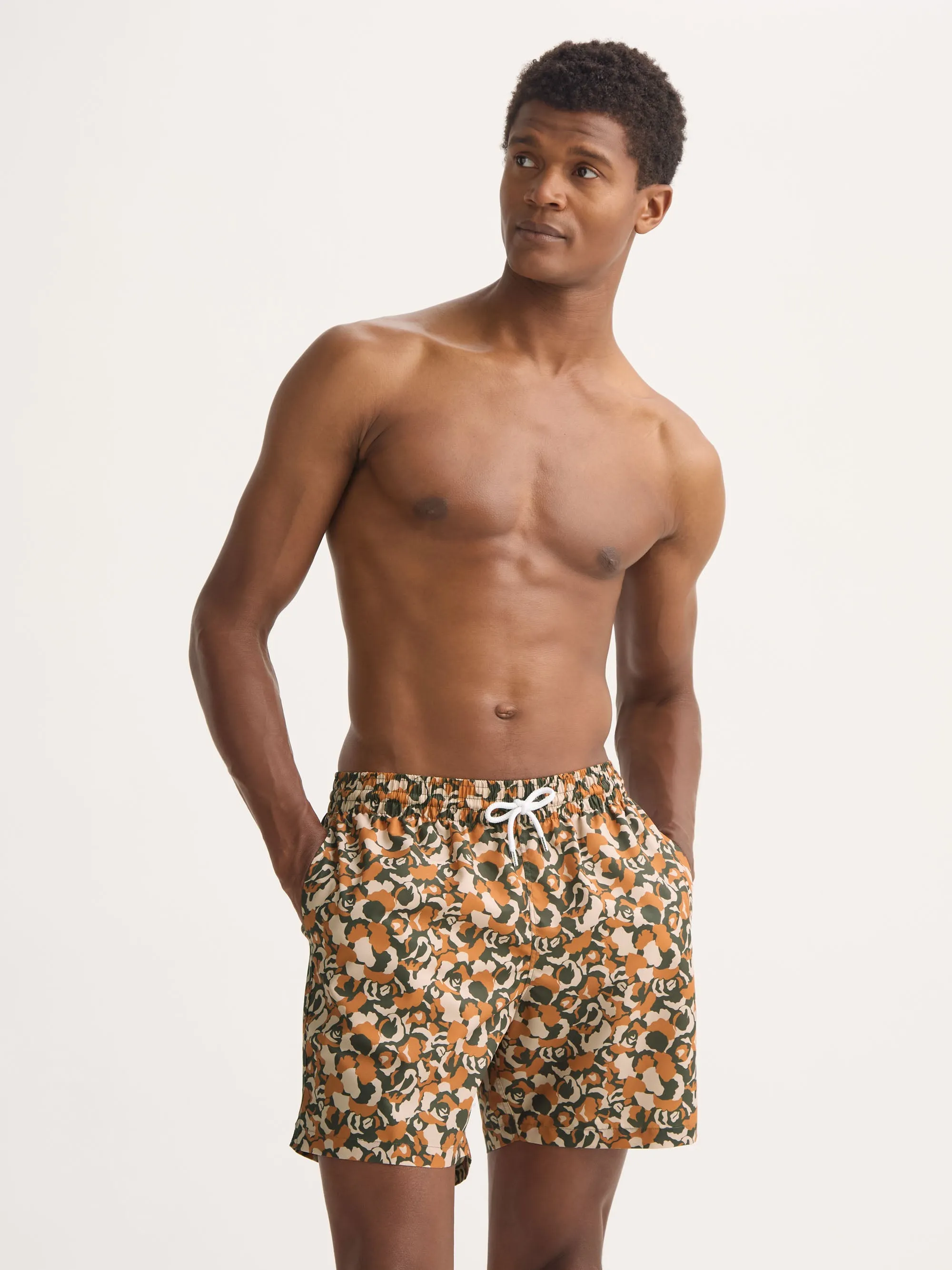 Men's Swim Trunks Maui Green & Brick Multicolor Camo Rose sold by Derek Rose product image thumbnail 4