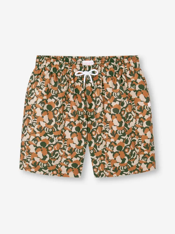 Men's Swim Trunks Maui Green & Brick Multicolor Camo Rose  sold by Derek Rose