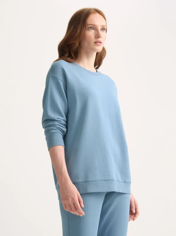 Women's Sweatshirt Quinn Cotton Modal Soft Denim Blue sold by Derek Rose